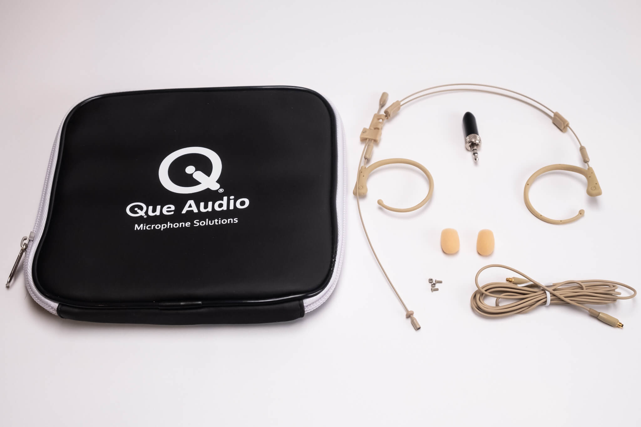 Que Audio QA22 SEL - Dual Ear Mic with DAAD-SEL Sennheiser Adapter, beige
