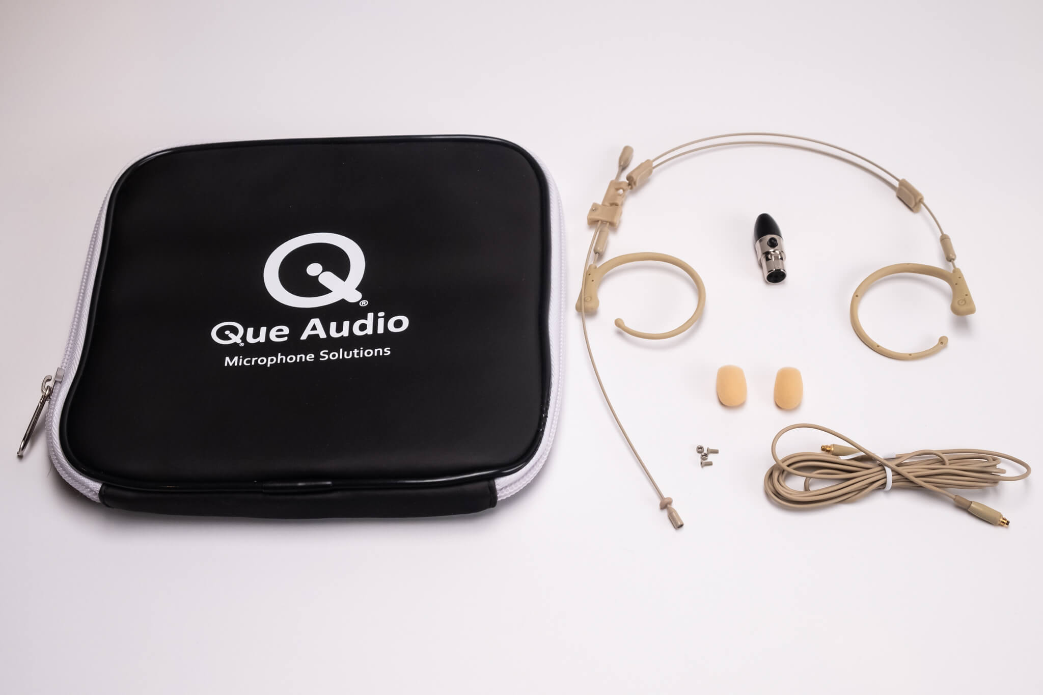 Que Audio QA22 SHL - Dual Ear Mic with DAAD-SHL Shure Adapter, beige
