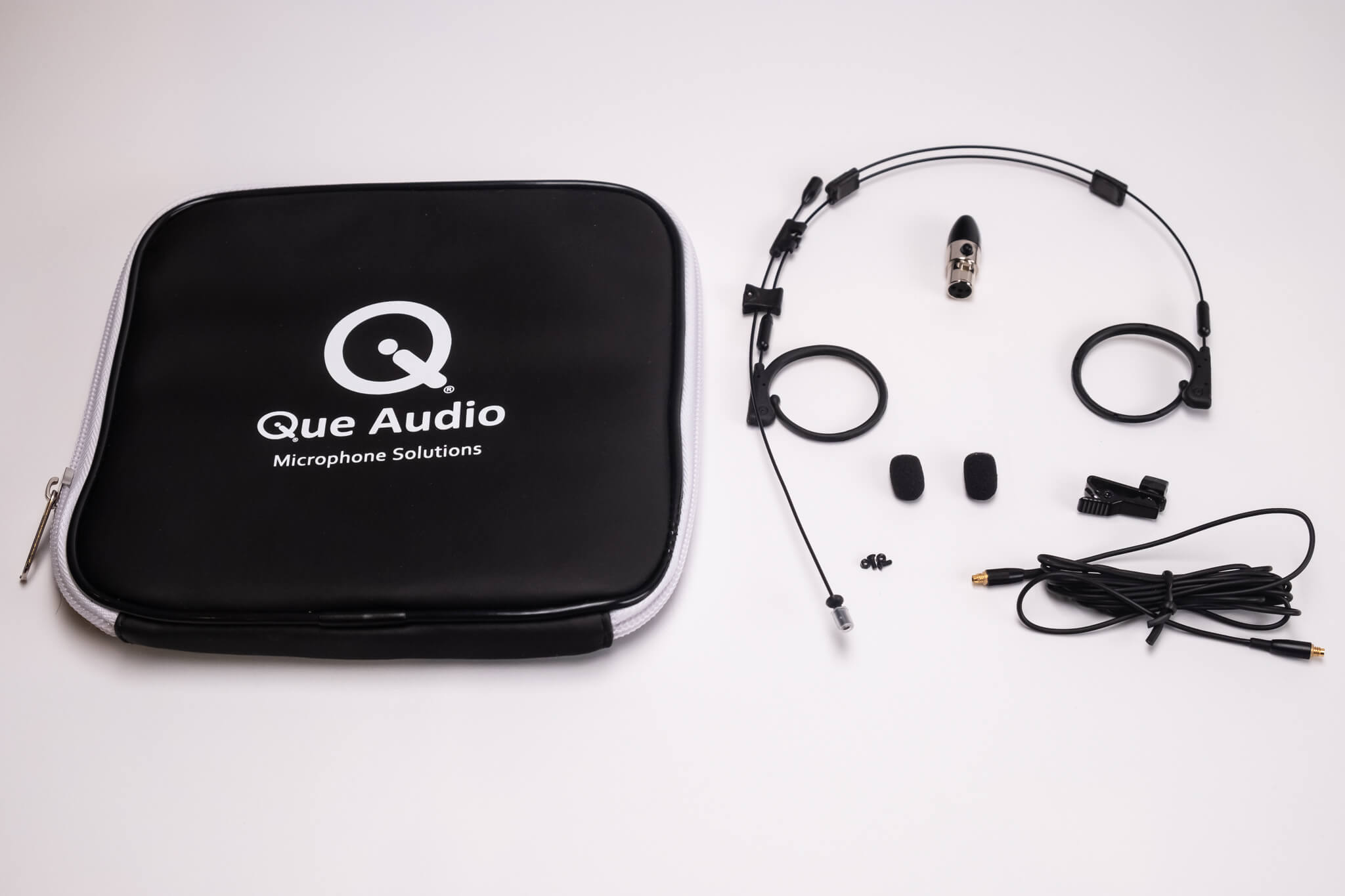 Que Audio QA22 SHL - Dual Ear Mic with DAAD-SHL Shure Adapter, black