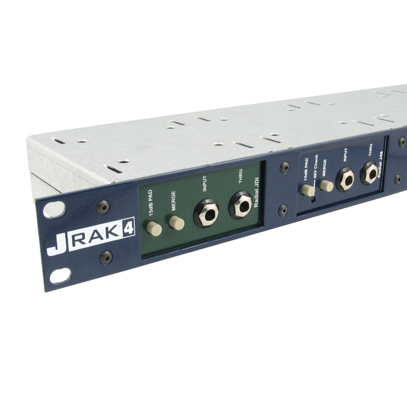 Radial J-Rak 4 - 1RU 4-space Rack Adapter for Radial Direct Boxes, angle