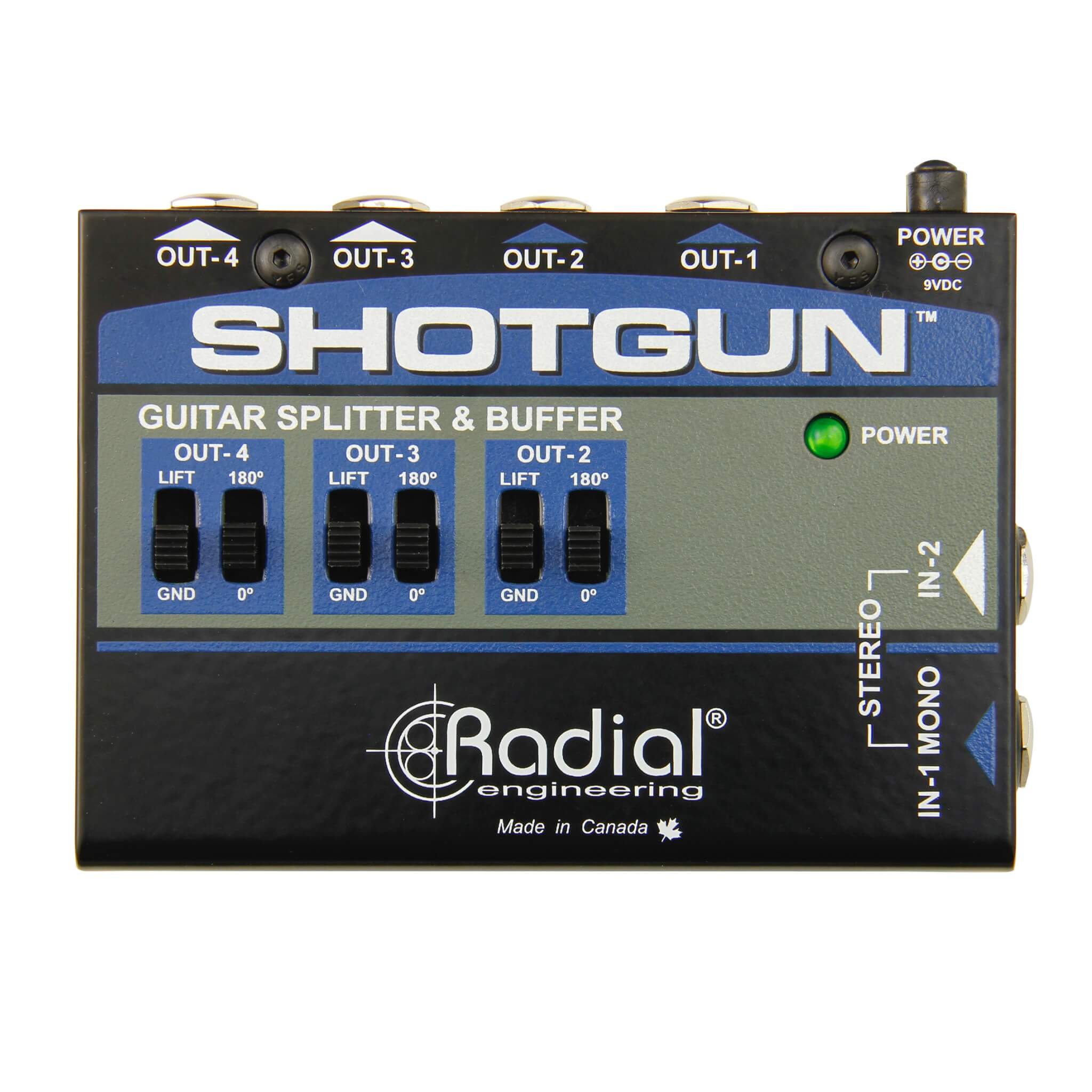 Radial Shotgun - 4-output Guitar Splitter and Signal Buffer, top