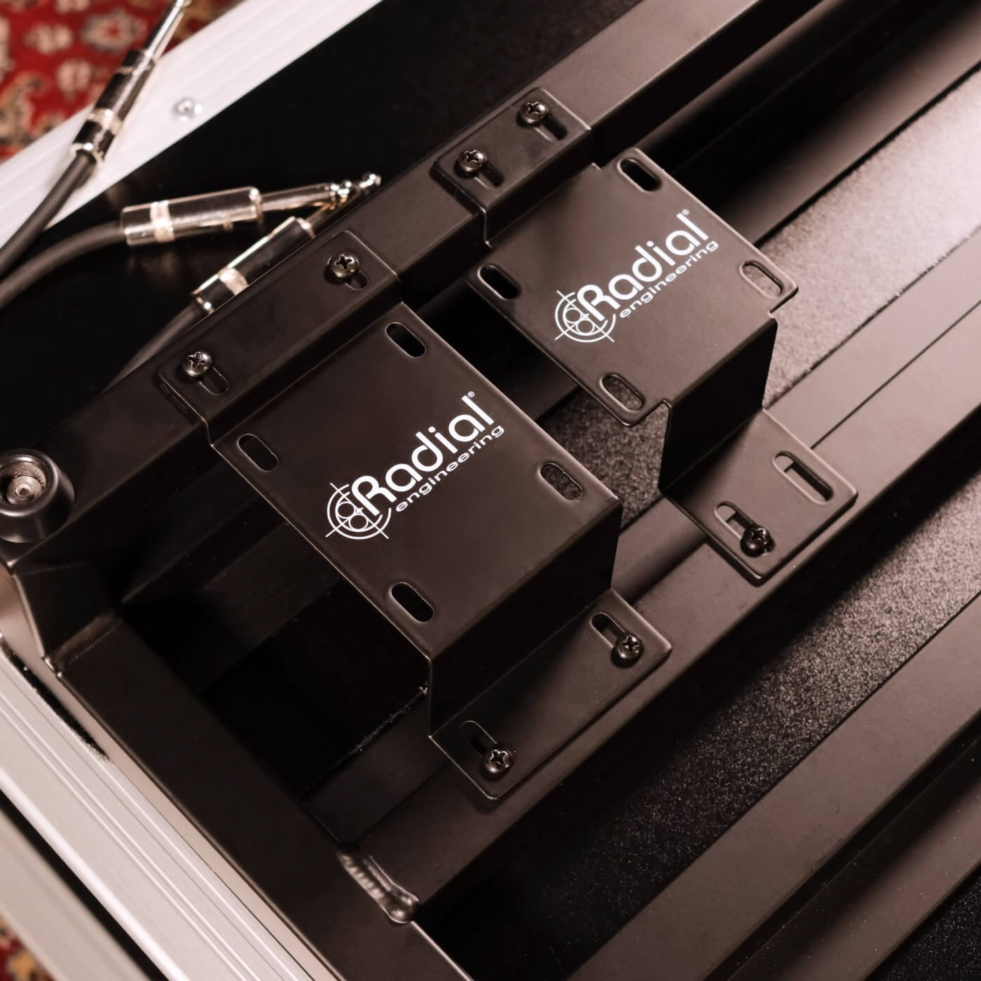 Radial TrainTracks - Pedalboard Mounting Brackets mounted in place