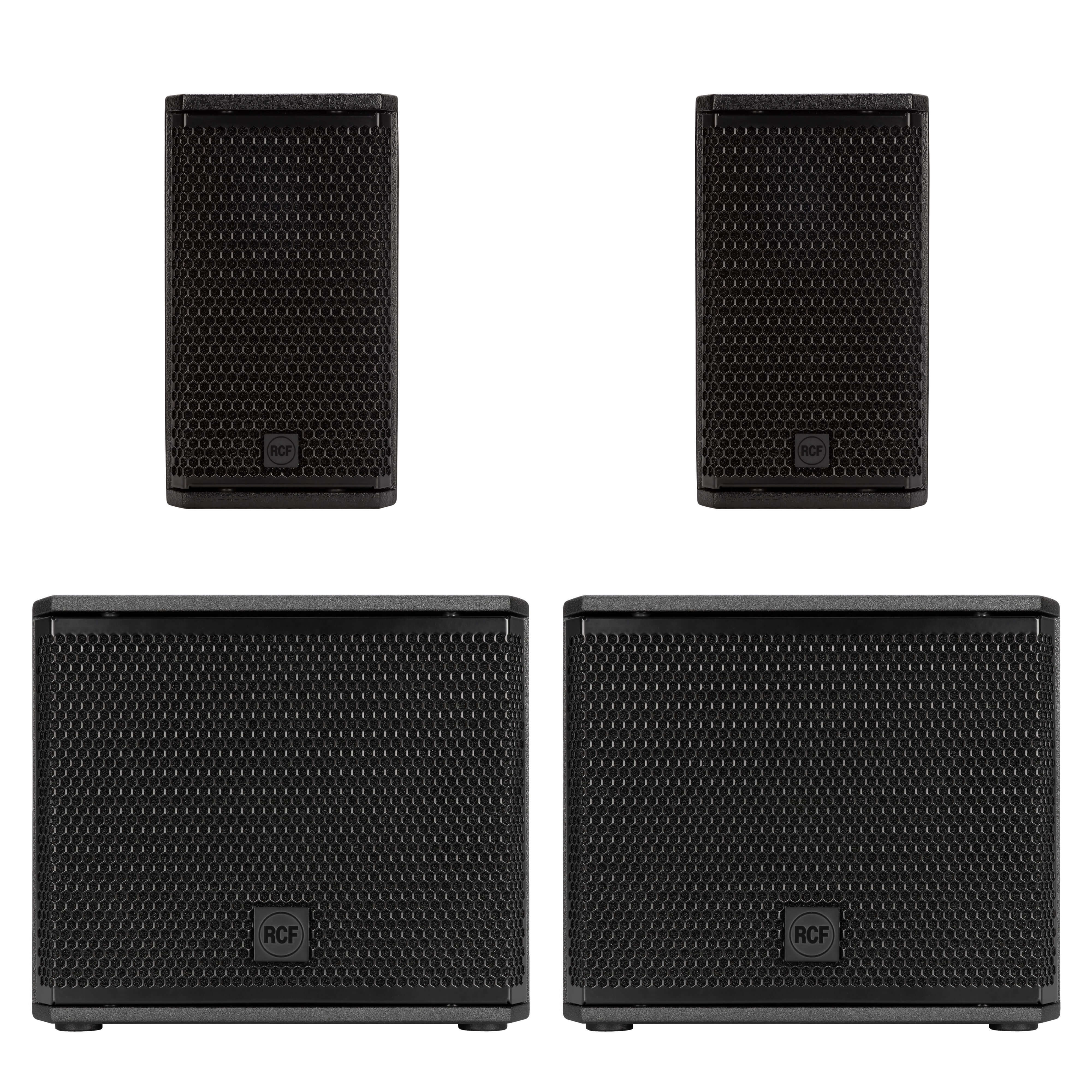 RCF High-Power Satellite Speaker Audio System Bundle, front