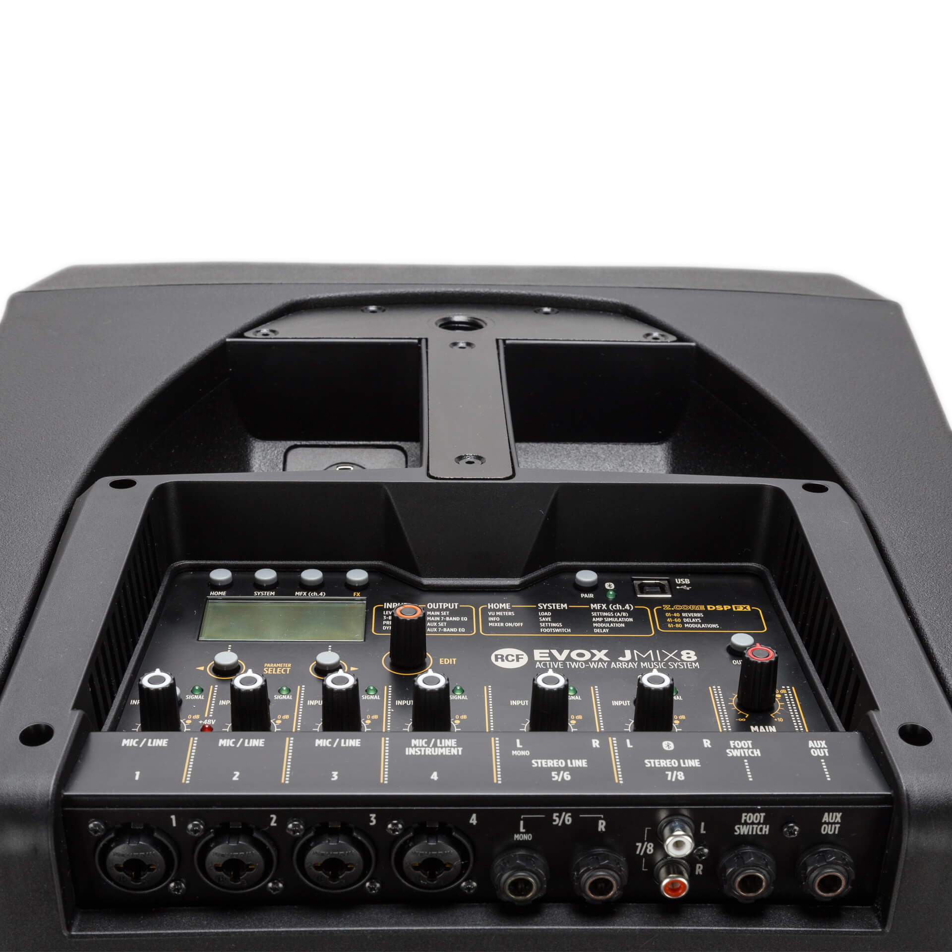 RCF EVOX JMIX8 - Active 1400W Portable 2-Way Column Array with 8-ch digital mixer, top