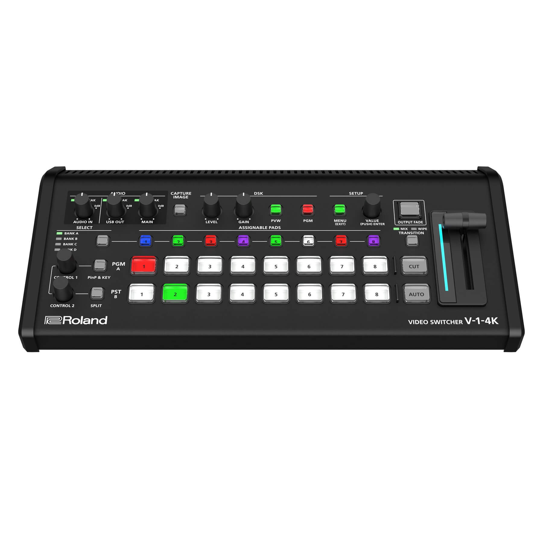 Roland V-1-4K - Compact 4K 60p Video Switcher, front tilted