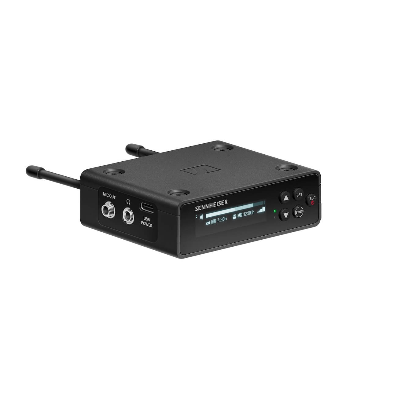 Sennheiser EW-DP EK - Portable Digital Single Channel UHF Receiver, angle with antennas flat