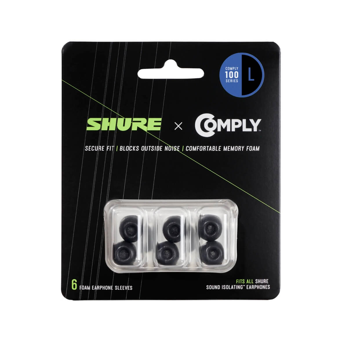 Shure EACYF1-6L - Comply (100 Series) Black Foam Sleeves