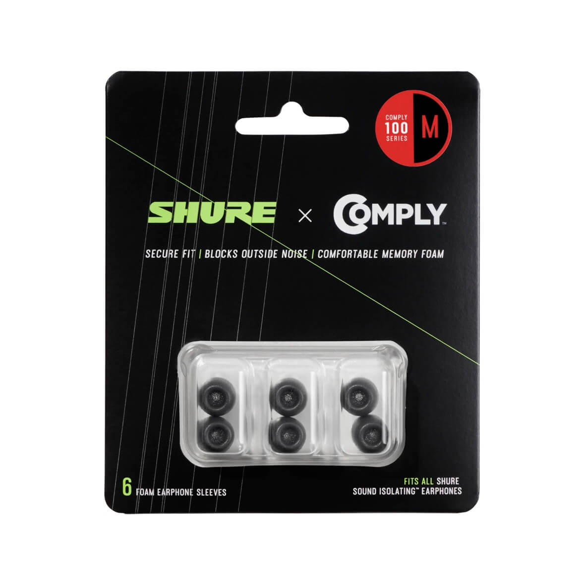 Shure EACYF1-6M - Comply (100 Series) Black Foam Sleeves