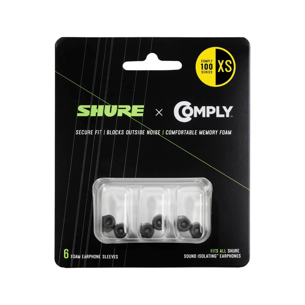 Shure EACYF1-6XS - Comply (100 Series) Black Foam Sleeves