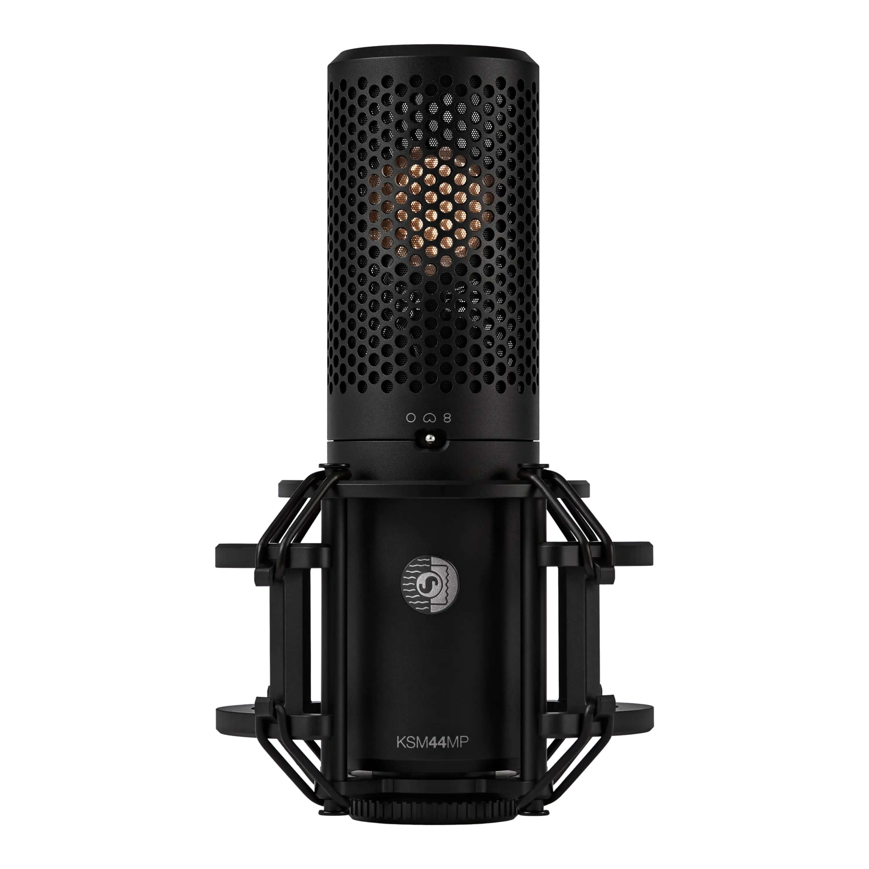 Shure KSM44MP - Large Diaphragm Multi-Pattern Condenser Microphone with shock mount, front