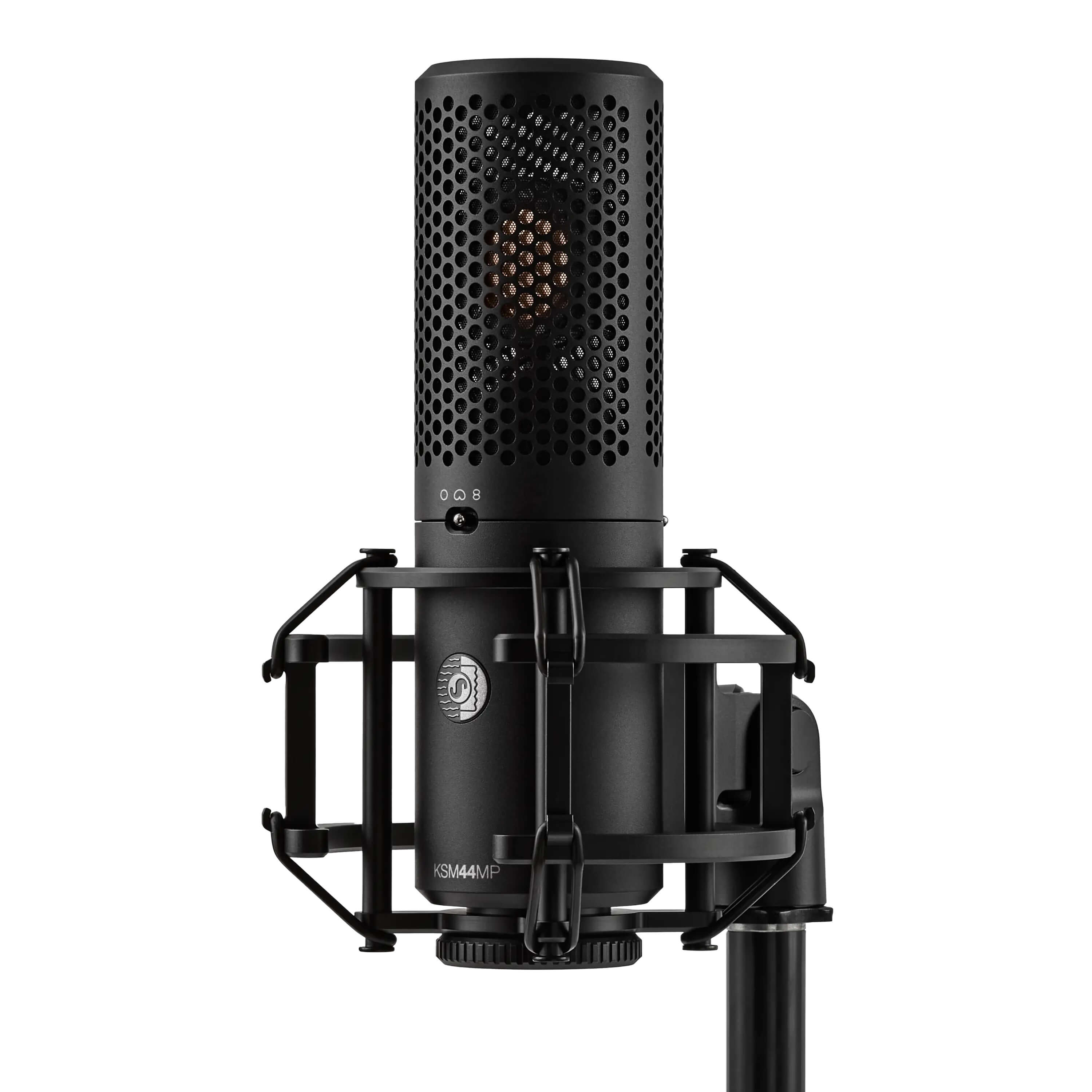 Shure KSM44MP - Large Diaphragm Multi-Pattern Condenser Microphone with shock mount, side