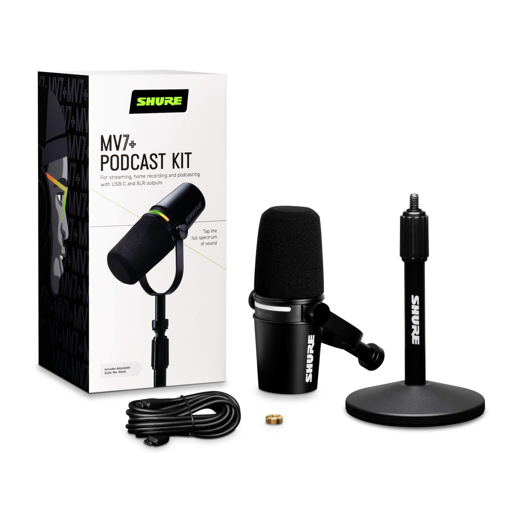 Shure MV7+-K-BNDL - Podcast Microphone with USB and XLR Outputs