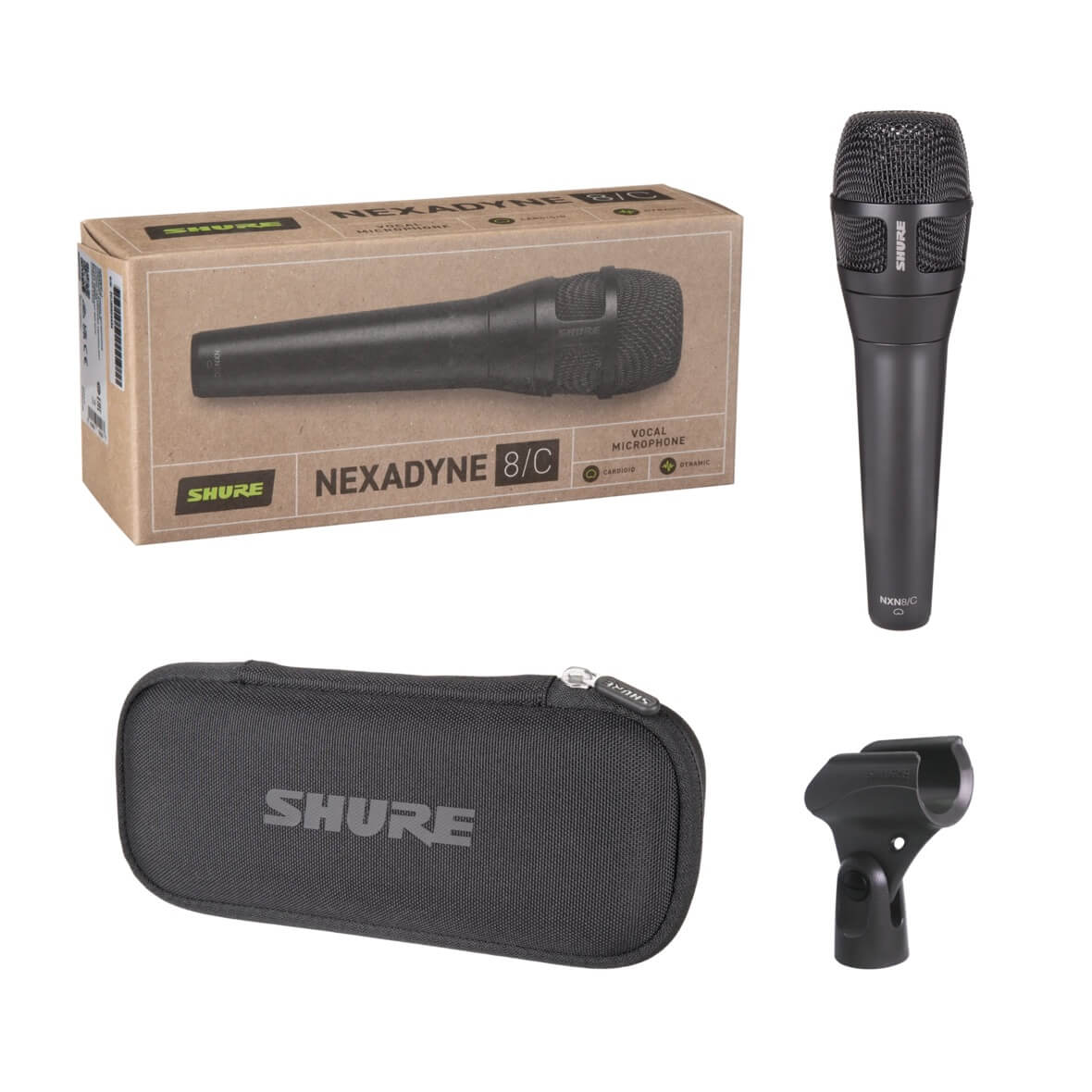 Shure Nexadyne 8/C - Cardioid Dynamic Vocal Microphone, includes case and mic clip
