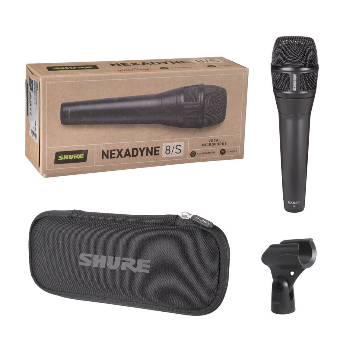 Shure Nexadyne 8/S - Supercardioid Dynamic Vocal Microphone, includes case and mic clip
