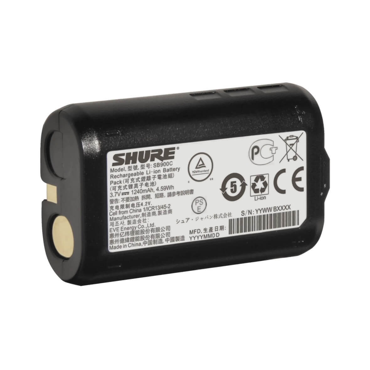Shure SB900C Rechargeable Li-Ion Battery, back
