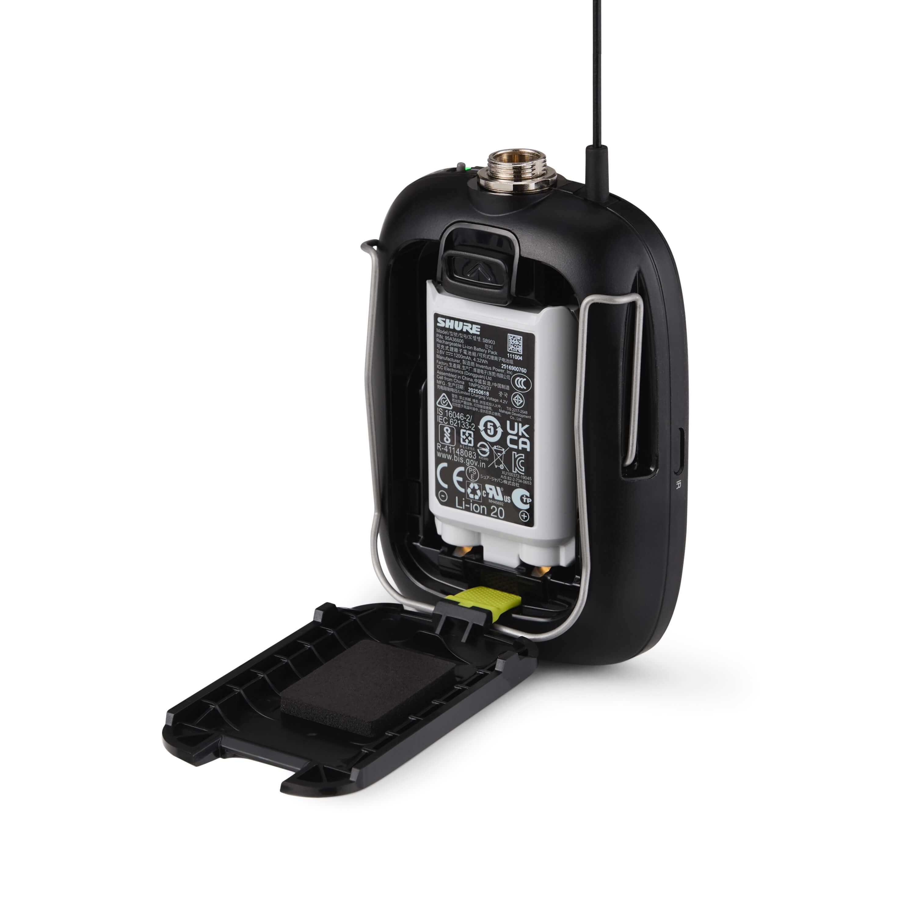 Shure SLXD1+ Digital Wireless Bodypack Transmitter, optional rechargeable battery