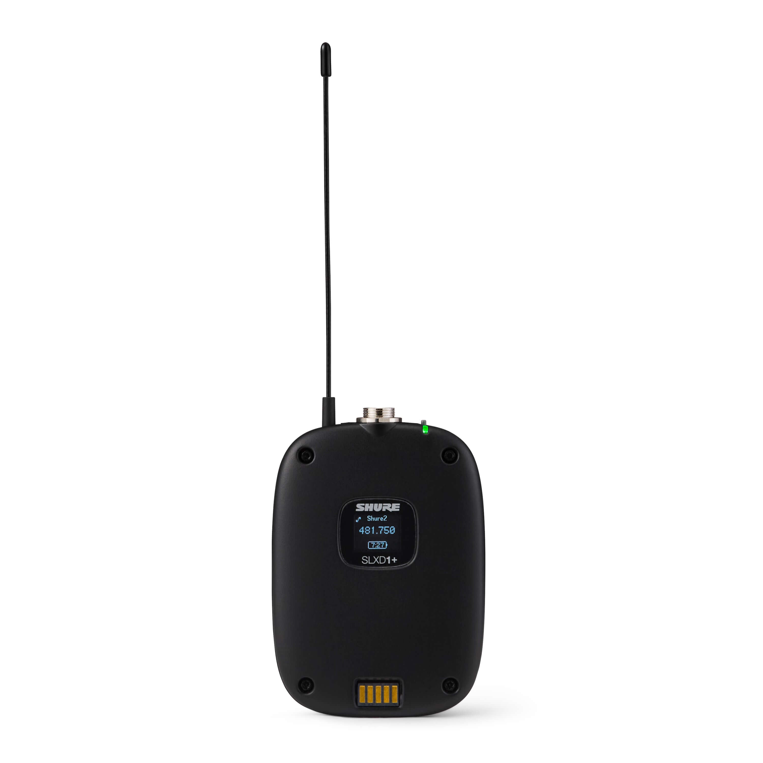 Shure SLXD1+ Digital Wireless Bodypack Transmitter, front