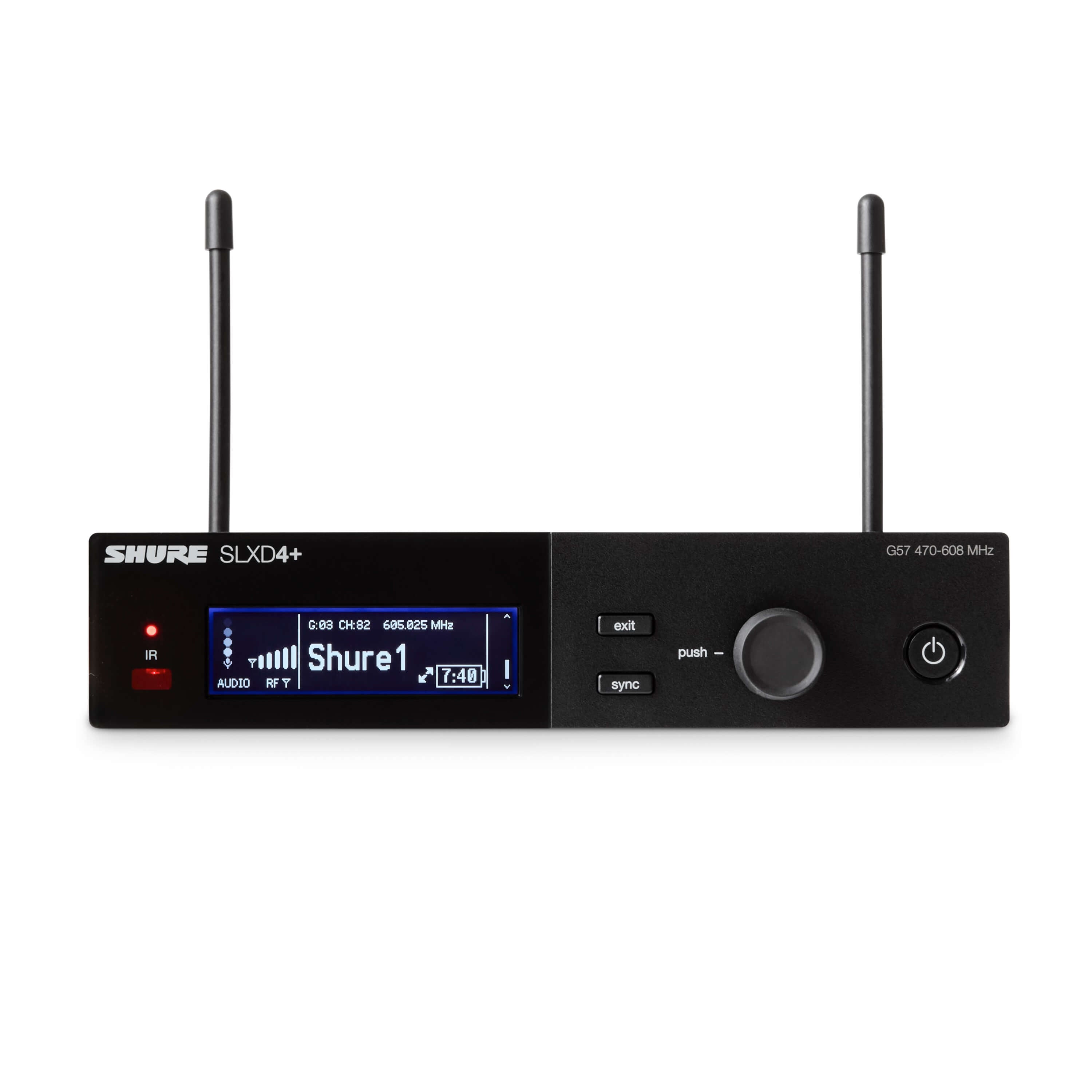 Shure SLXD4+ Single-Channel Digital Wireless Receiver, front