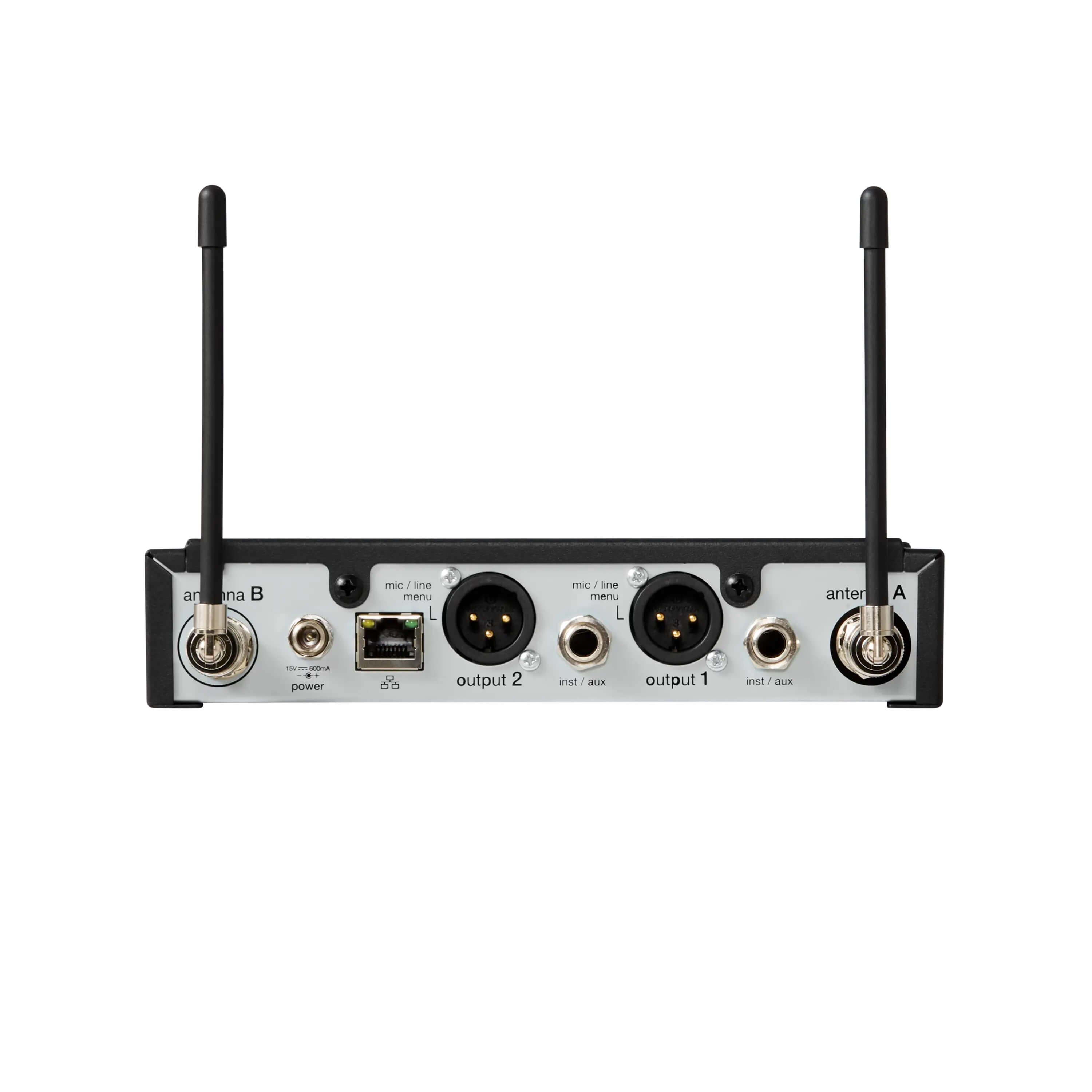 Shure SLXD4D+ Dual-Channel Digital Wireless Receiver, rear