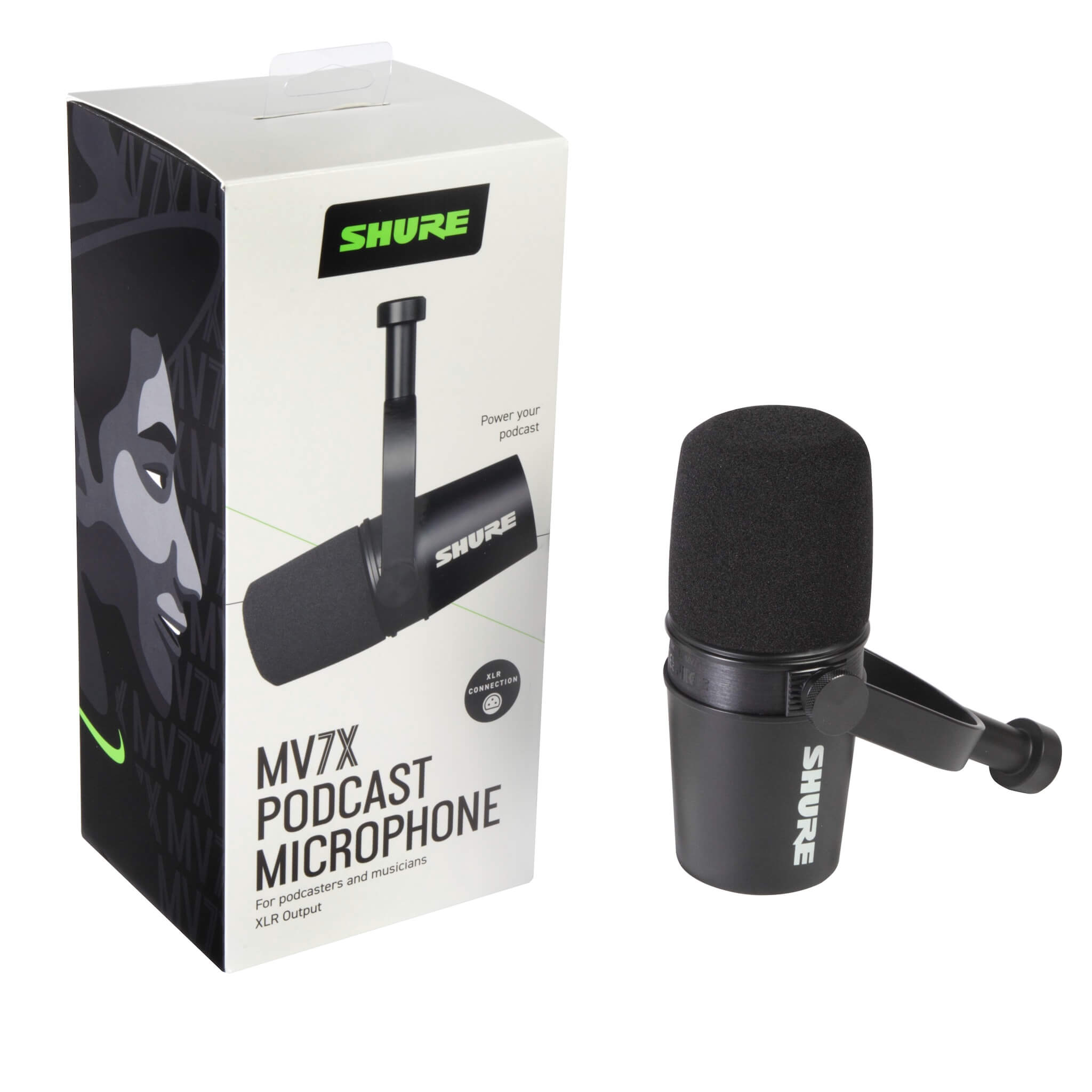 Shure MV7X - Podcast Microphone with XLR Output, box contents