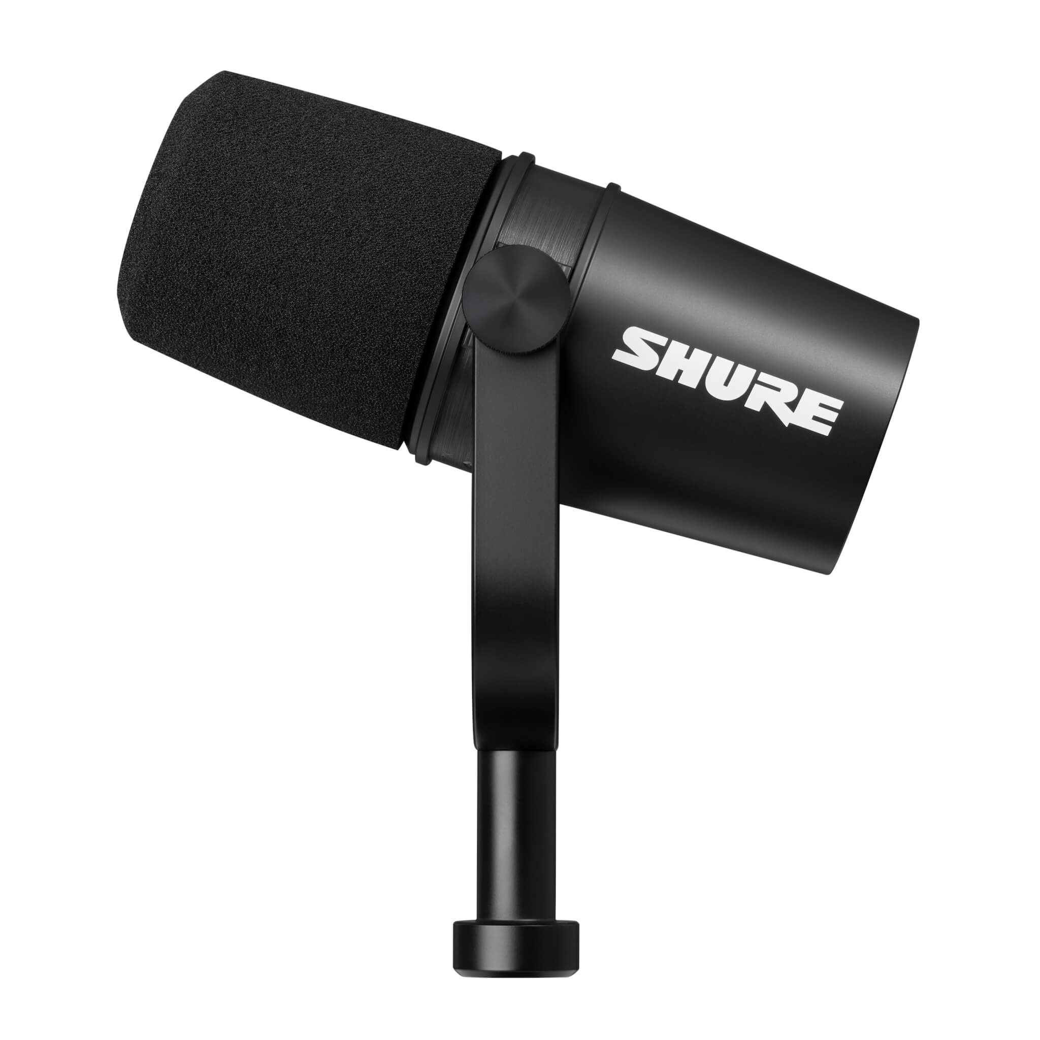 Shure MV7X - Podcast Microphone with XLR Output, left side standing upright