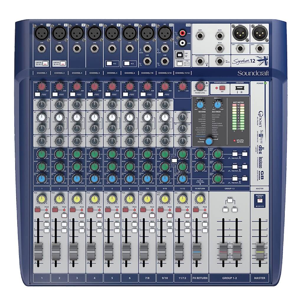 Soundcraft Signature 12 - 12-channel Analog Mixer with Lexicon Effects, top