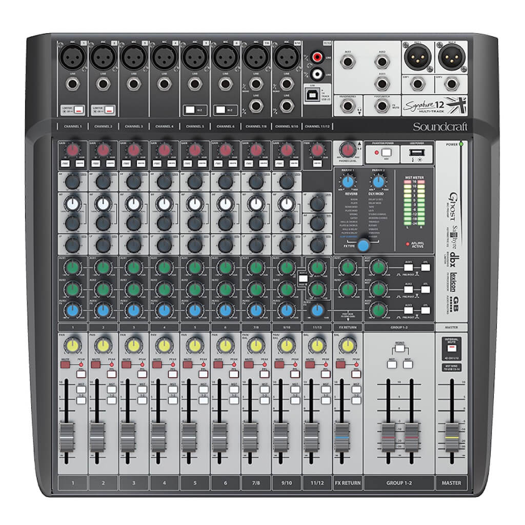 Soundcraft Signature 12MTK - 12-channel Analog Mixer with Lexicon Effects, top