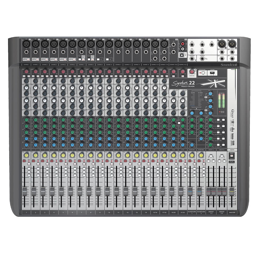 Soundcraft Signature 22MTK - 22-channel Analog Mixer with Lexicon Effects, top