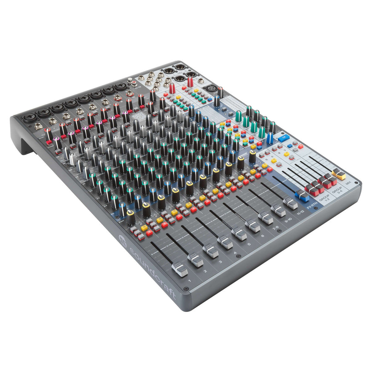 Soundcraft Signature Plus 12 - 12-Ch Analog Mixer with Lexicon FX, angled right