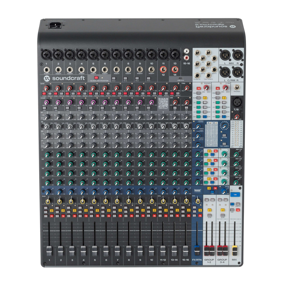 Soundcraft Signature Plus 16 - 16-Ch Analog Mixer with Lexicon FX, top