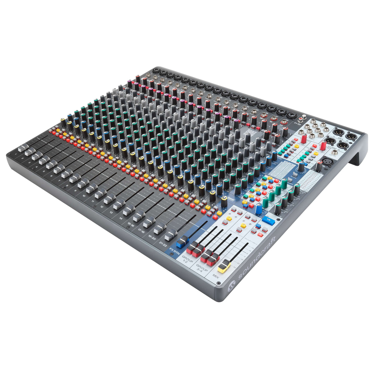 Soundcraft Signature Plus 22 - 22-Ch Analog Mixer with Lexicon FX, angled left