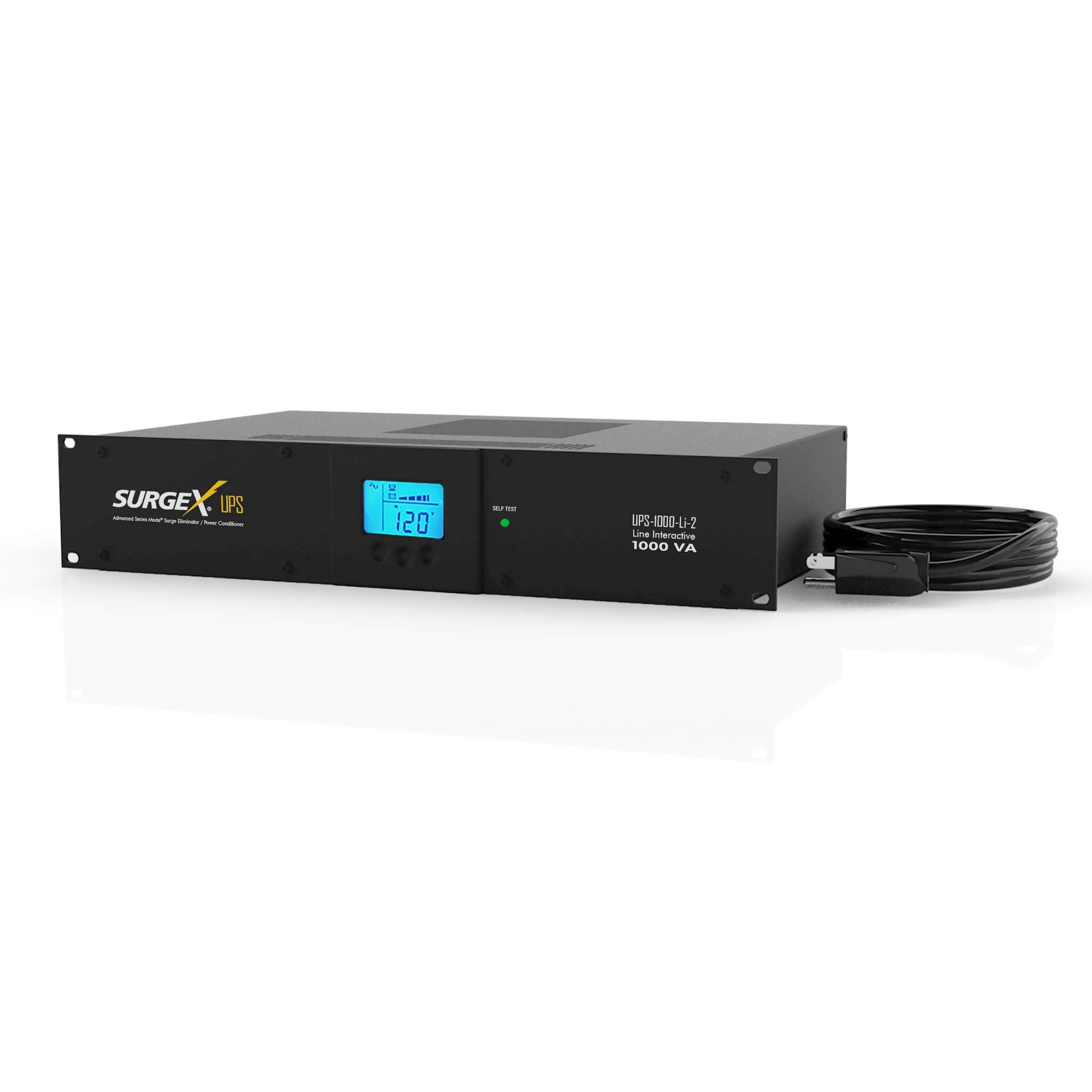 SurgeX UPS-1000-Li-2 - Line Interactive 1000VA UPS Battery Backup, rendering