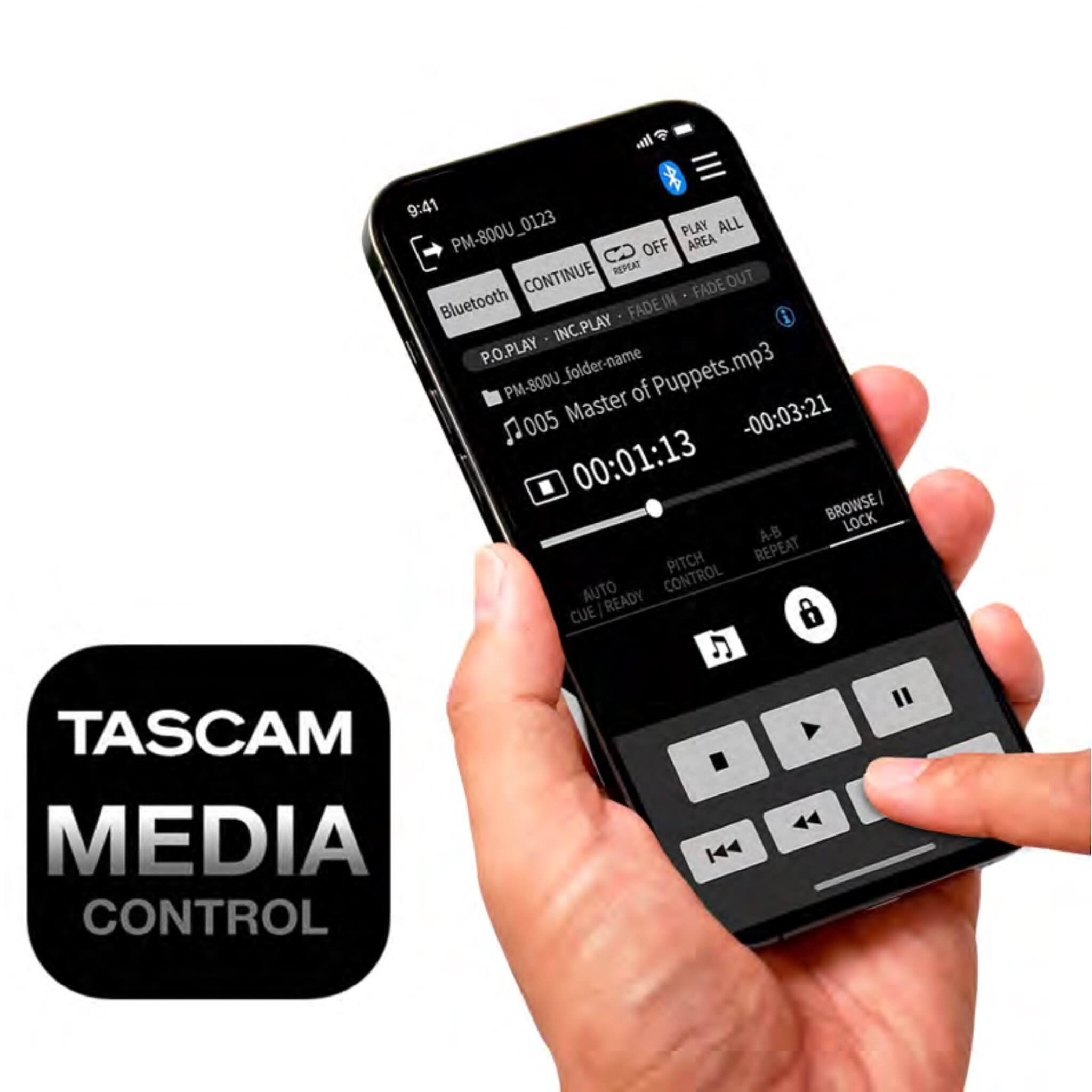 Tascam MP-800U - SD/USB Player, FM Tuner, USB Audio DAC, and Bluetooth - Media Control App