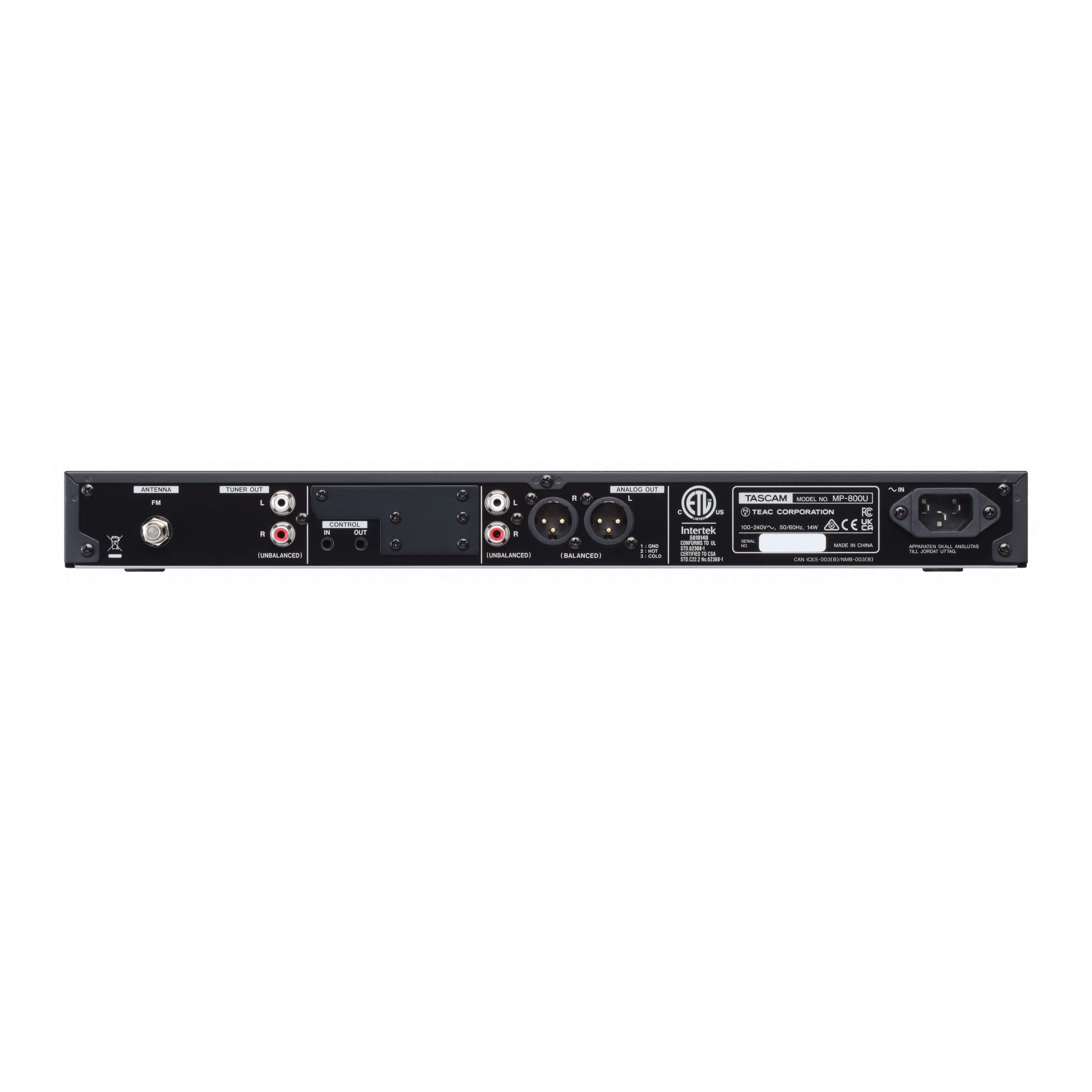 Tascam MP-800U - SD/USB Player, FM Tuner, USB Audio DAC, and Bluetooth - rear