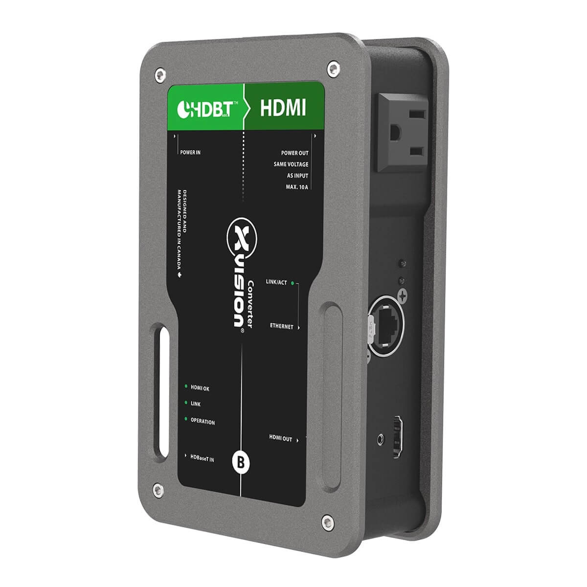 Theatrixx XVVHDBT2HDMI - xVision Converter, HDBaseT to HDMI Receiver, angled