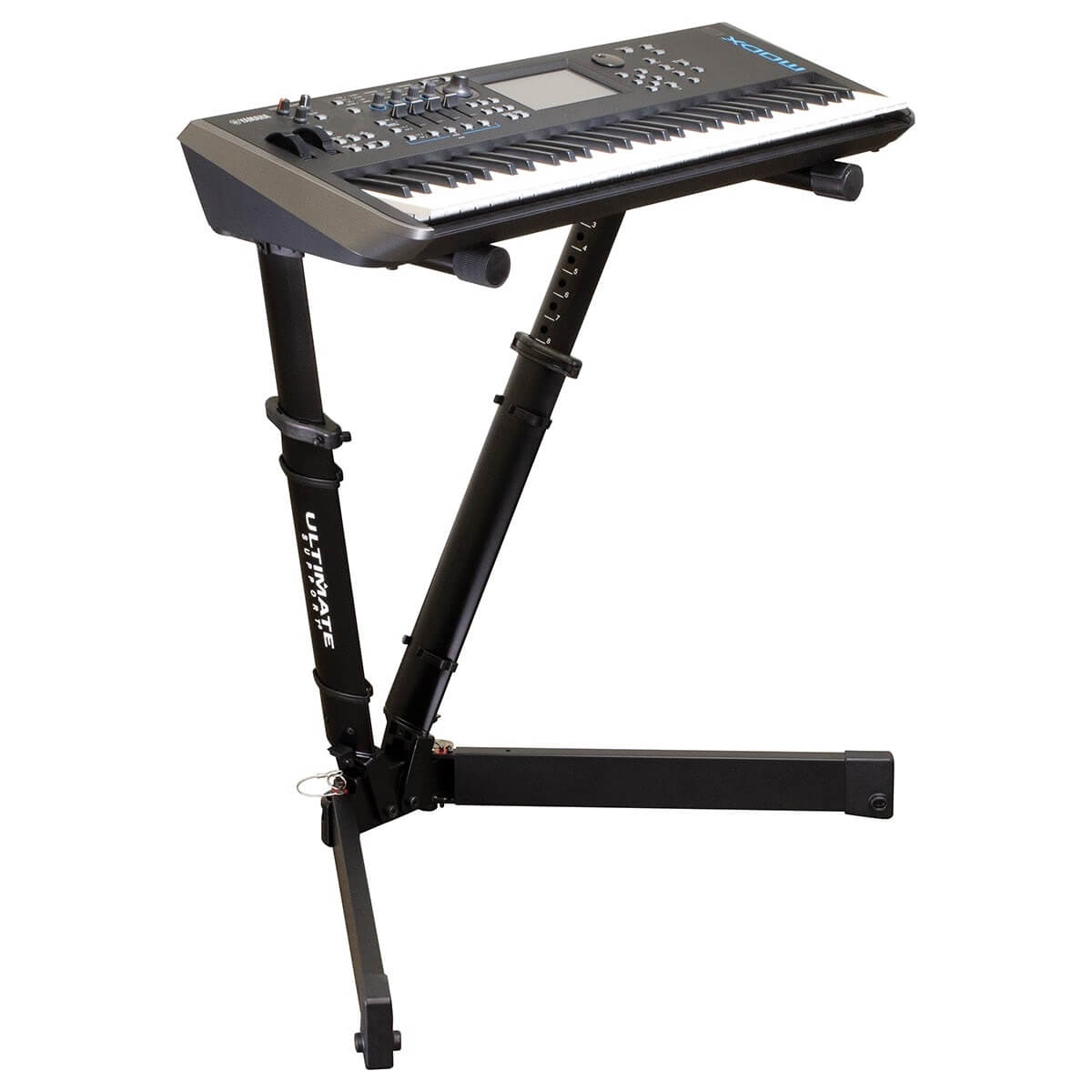 Ultimate Support VS-88B - V-Stand Pro Keyboard Stand, angle with keyboard