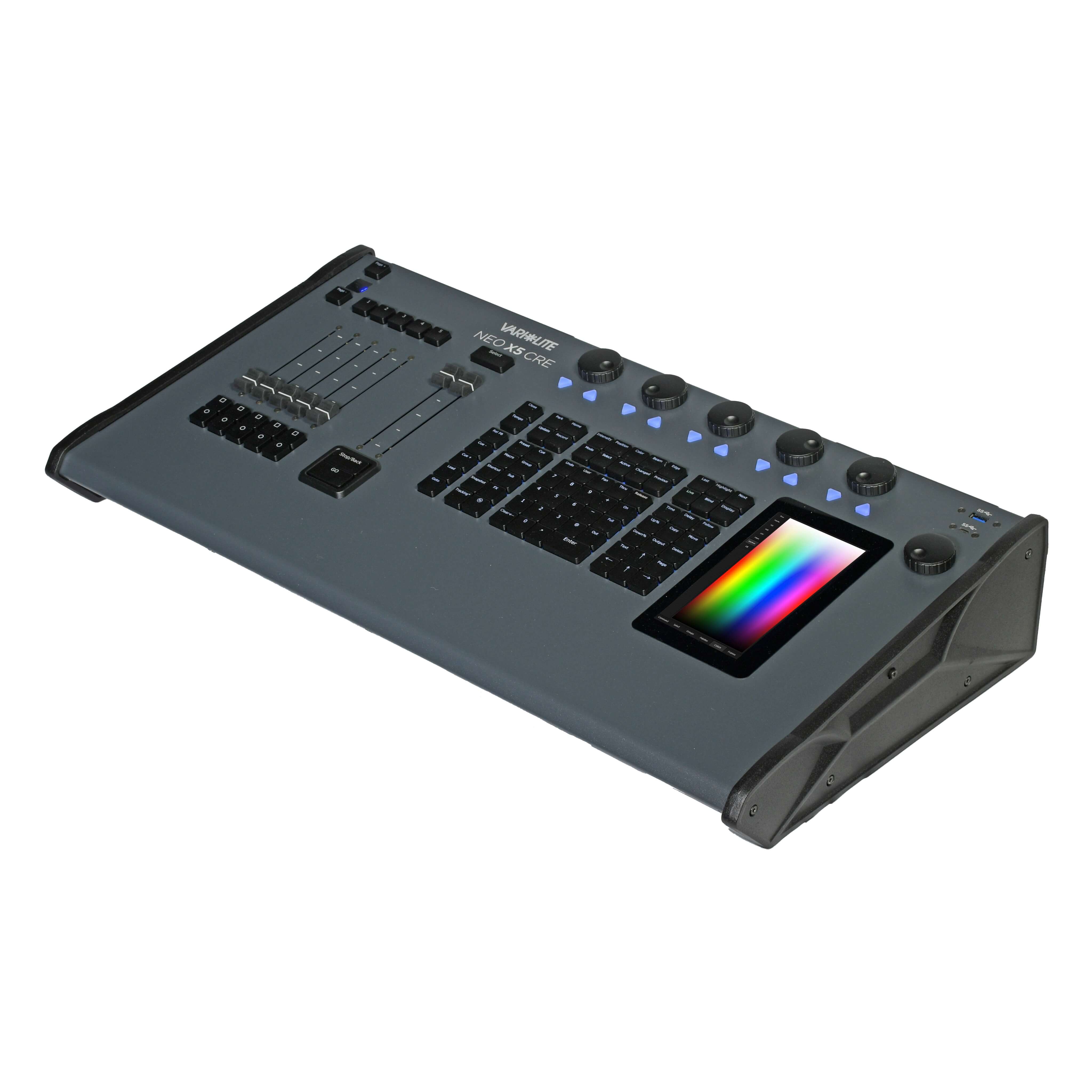 Vari-Lite Neo X5 CRE - 5 Fader, 100 Universe, Compact Lighting Console, angle