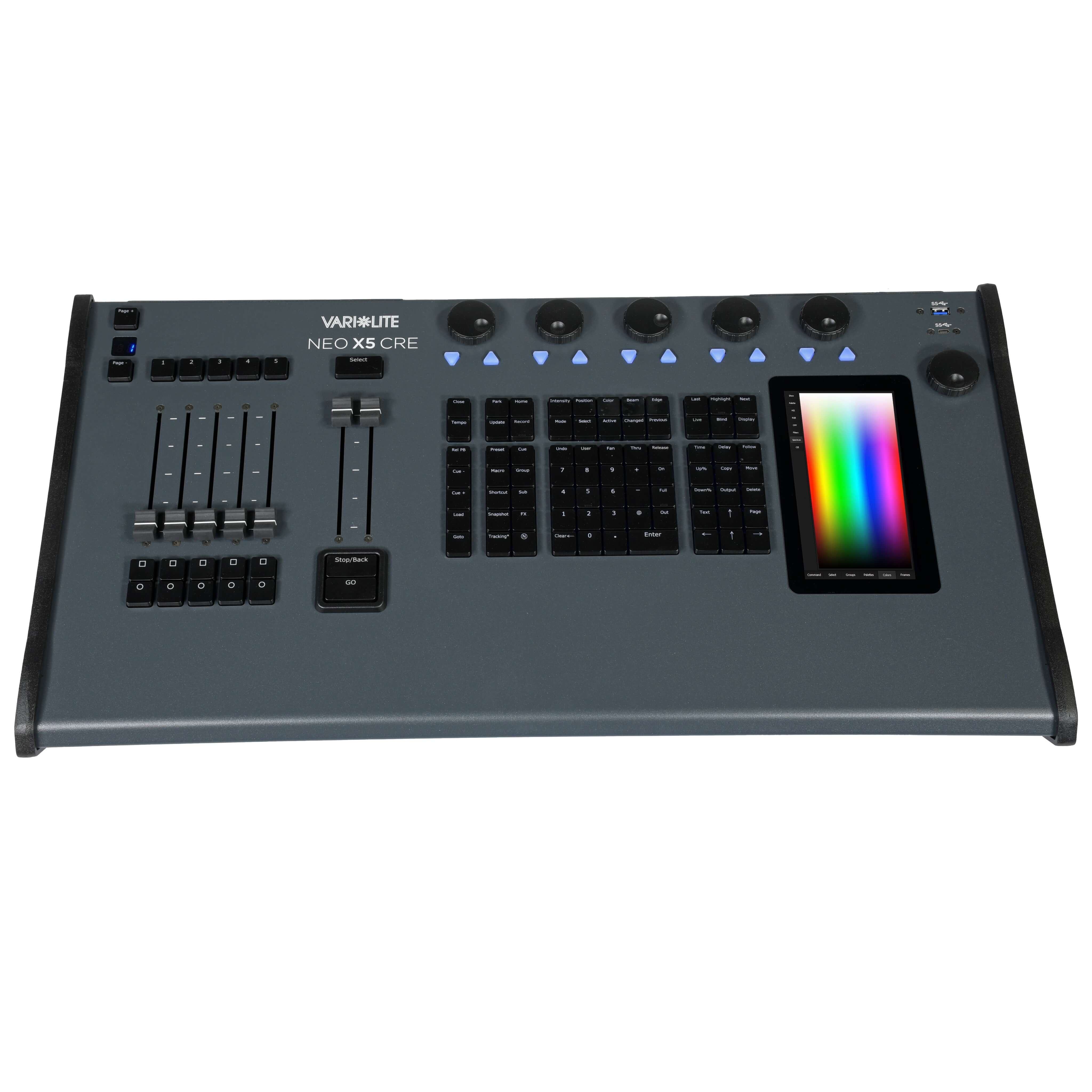 Vari-Lite Neo X5 CRE - 5 Fader, 100 Universe, Compact Lighting Console, top