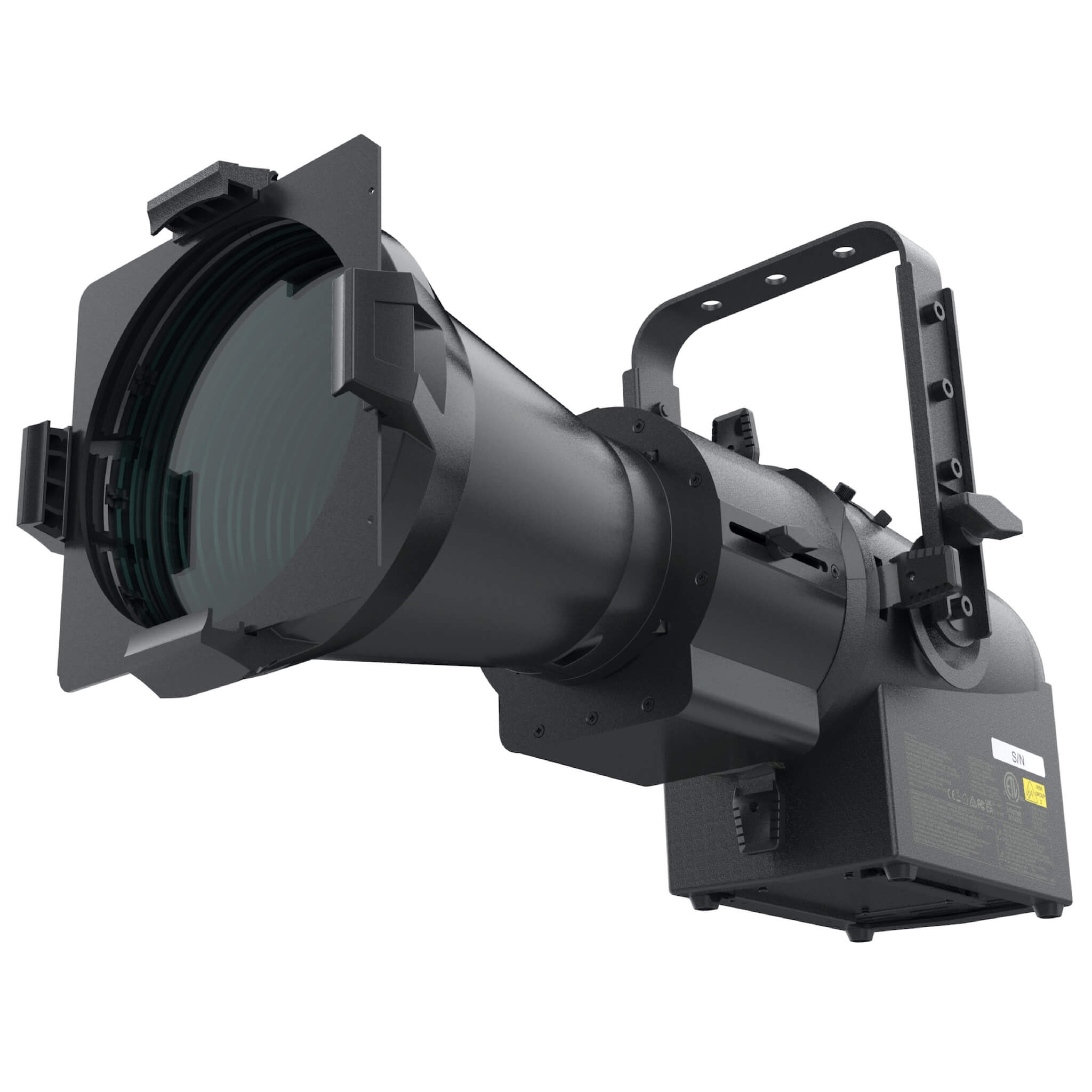Vari-Lite VL600 Acclaim PLE RGBL Full Color LED Ellipsoidal Profile, black. Shown with optional D10 lens tube.