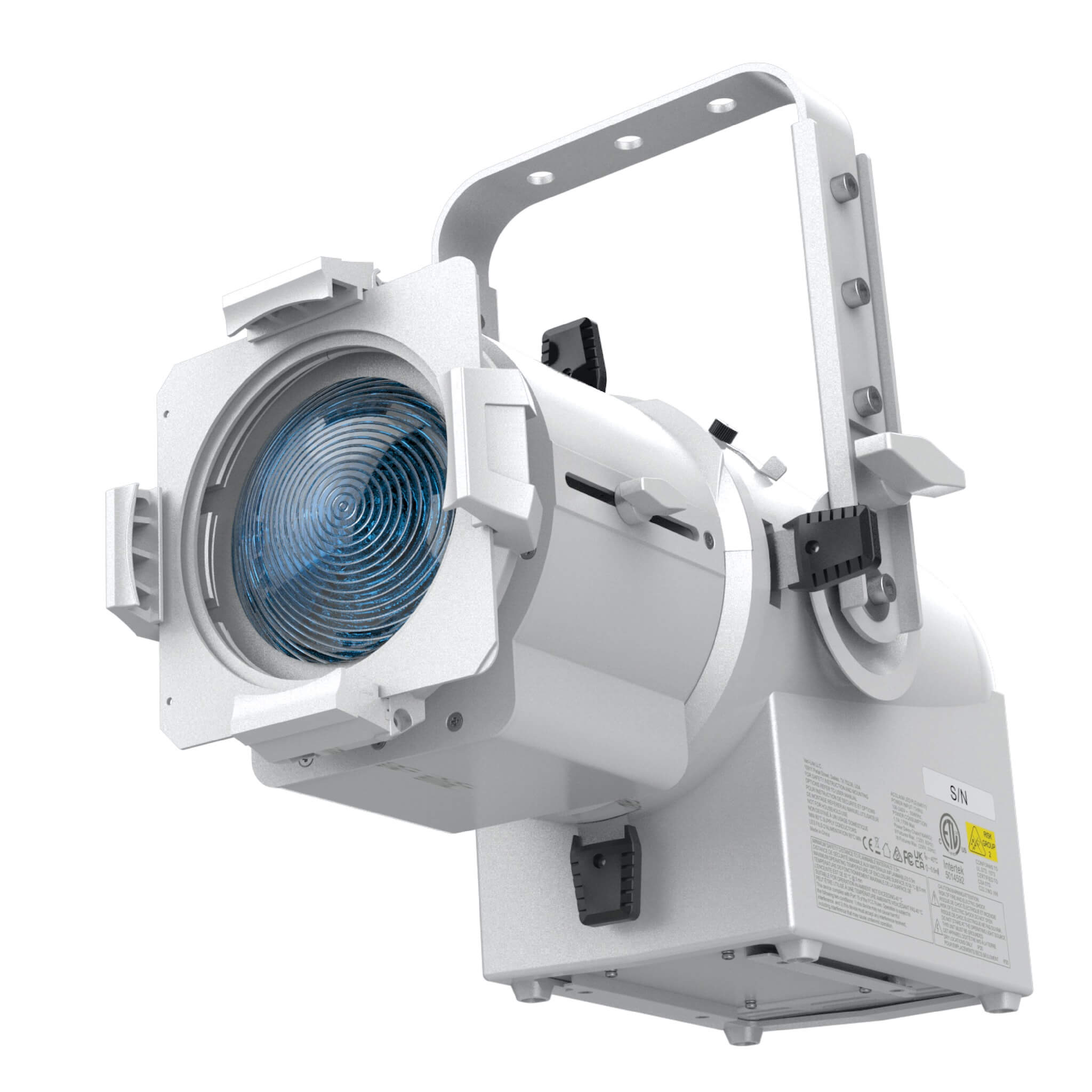 Vari-Lite VL600 Acclaim PLE RGBL Full Color LED Ellipsoidal Profile, white. Shown with optional D36 lens tube.