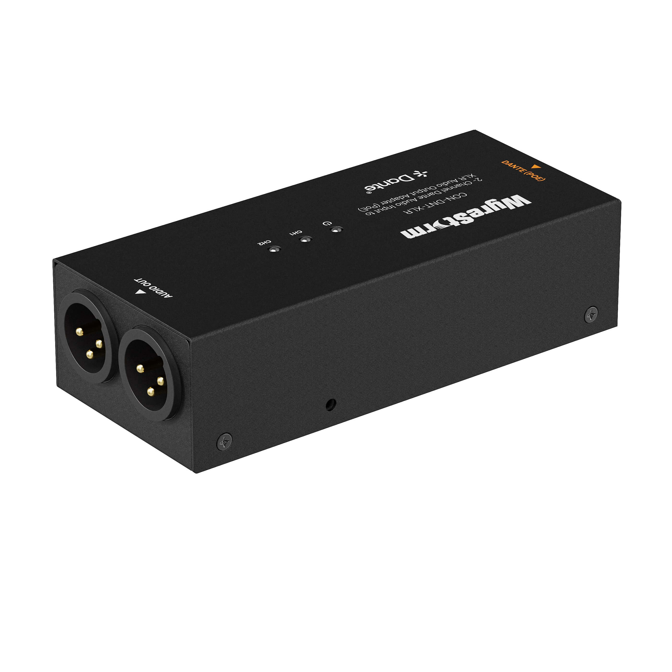WyreStorm CON-DNT-XLR - 2-Channel Dante/AES67 Audio input to XLR Output Adapter (PoE), rear