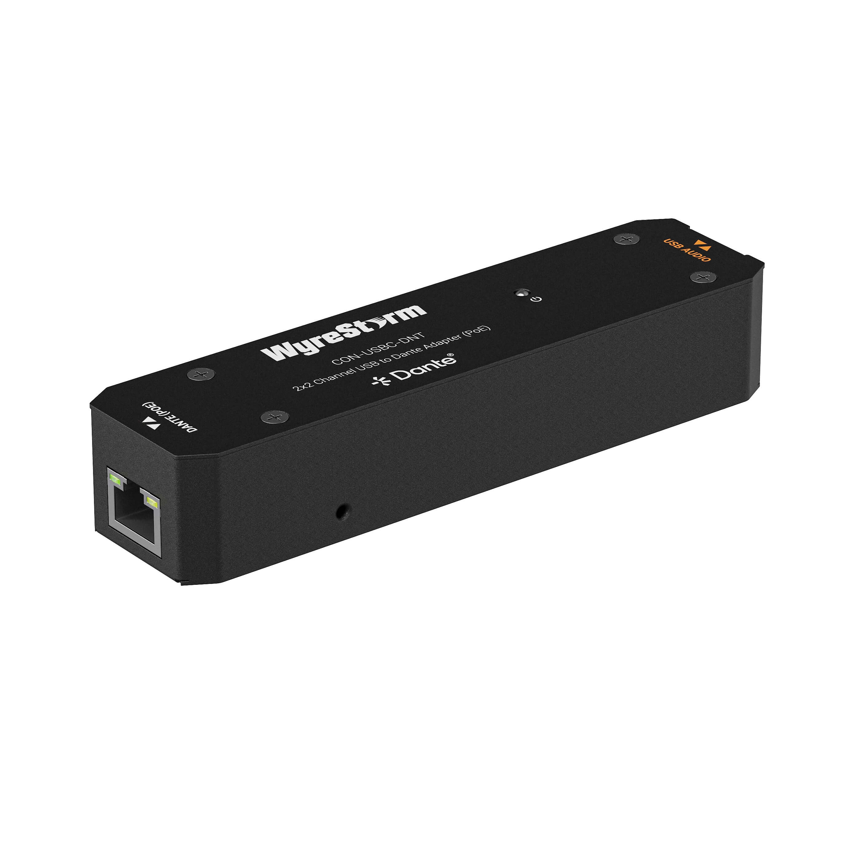 WyreStorm CON-USBC-DNT - 2×2 Channel USB to Dante/AES67 Audio Adapter, front