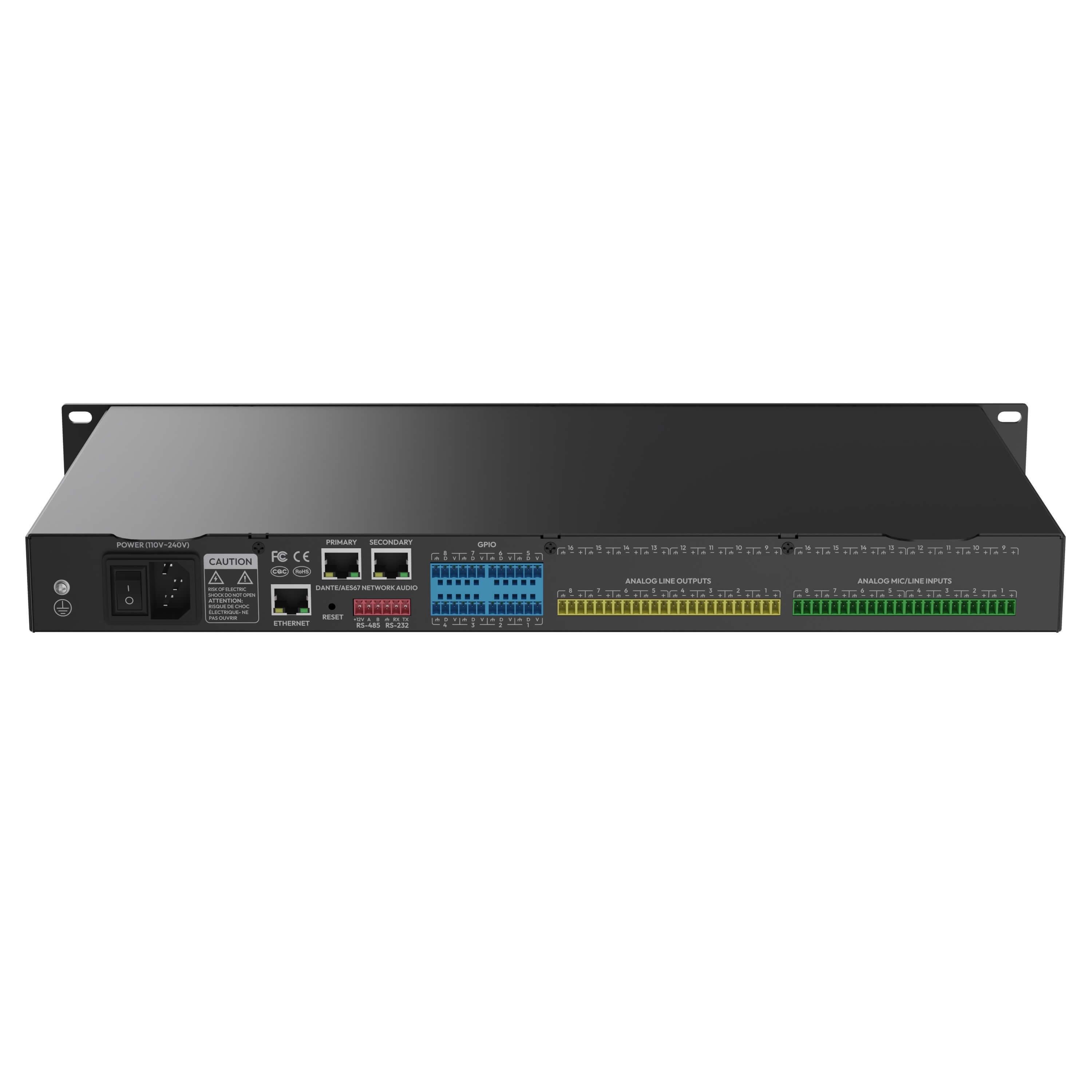 WyreStorm DSP-88-DNT - 8x8 Digital Audio Processor with 8x8 Dante, rear tilt