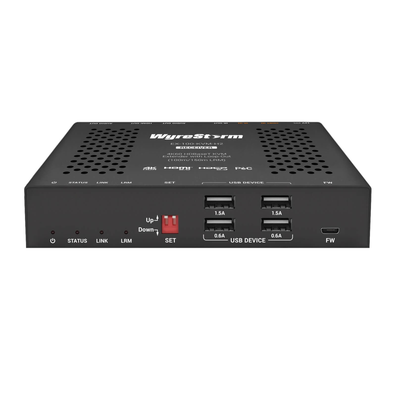 WyreStorm EX-100-KVM-H2 - 4K60 HDBaseT KVM Extender Set with Loop-Out, RX front