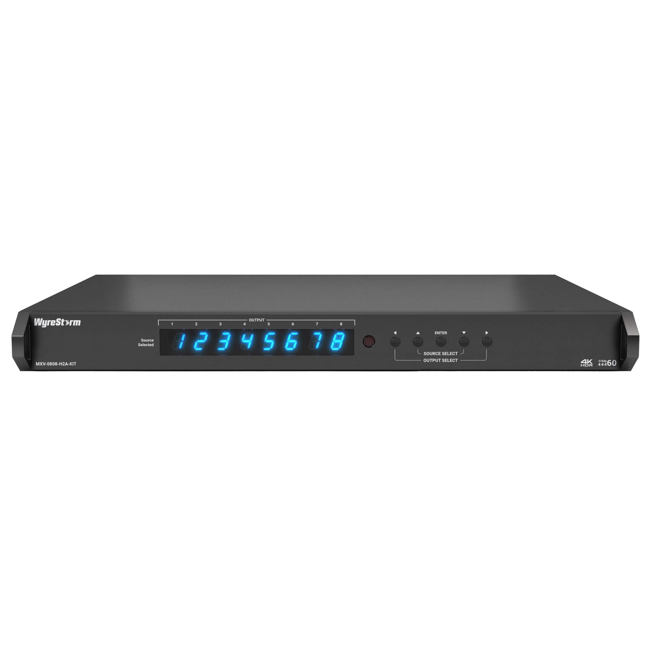 WyreStorm MXV-0808-H2A-V3 - 4K 8×8 HDBaseT Matrix Switcher, front
