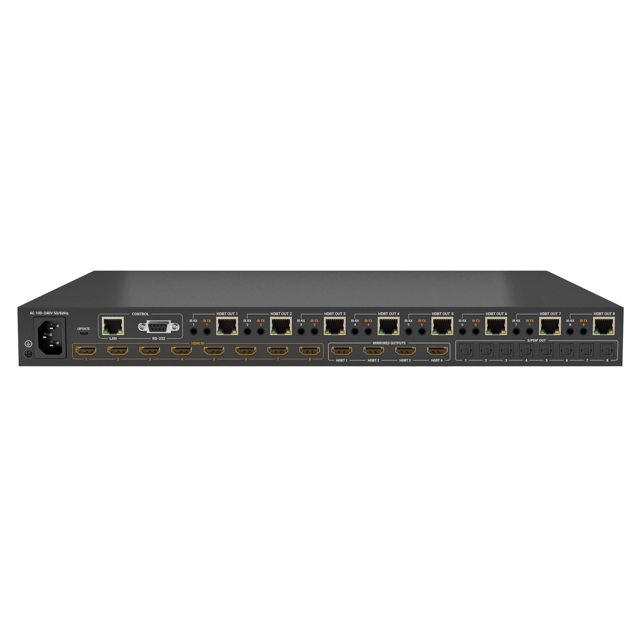 WyreStorm MXV-0808-H2A-V3 - 4K 8×8 HDBaseT Matrix Switcher, rear