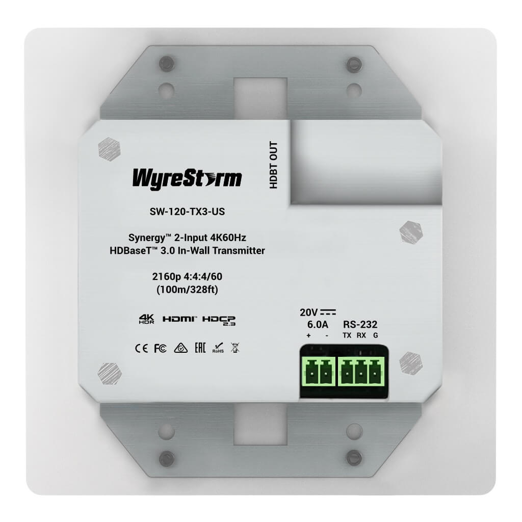 WyreStorm SW-120-TX3-US - 2-input 4K60Hz HDBaseT3 In-Wall Transmitter, rear