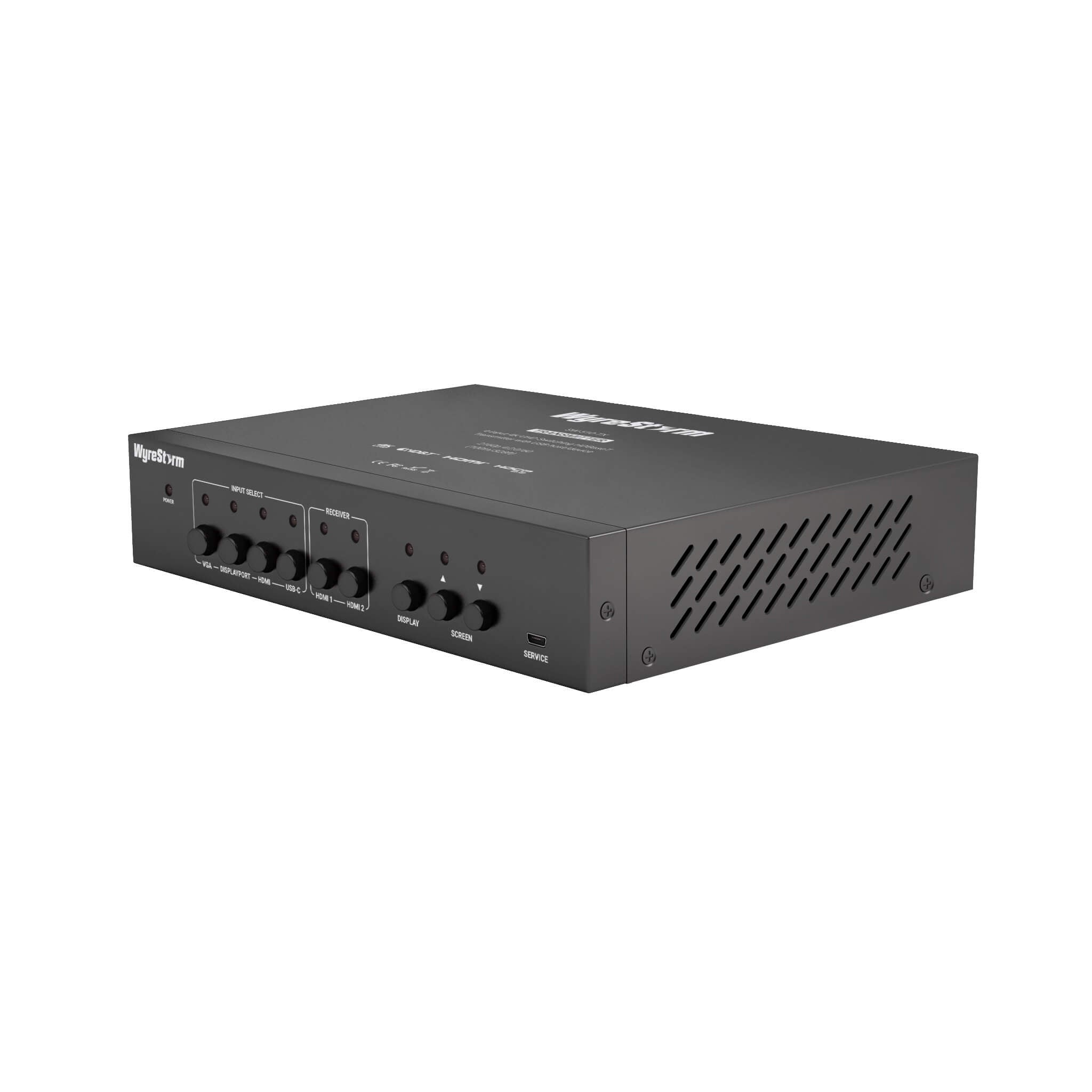 WyreStorm SW-510-TX - 4-Input 4K HDBaseT Switcher with USB, front angle