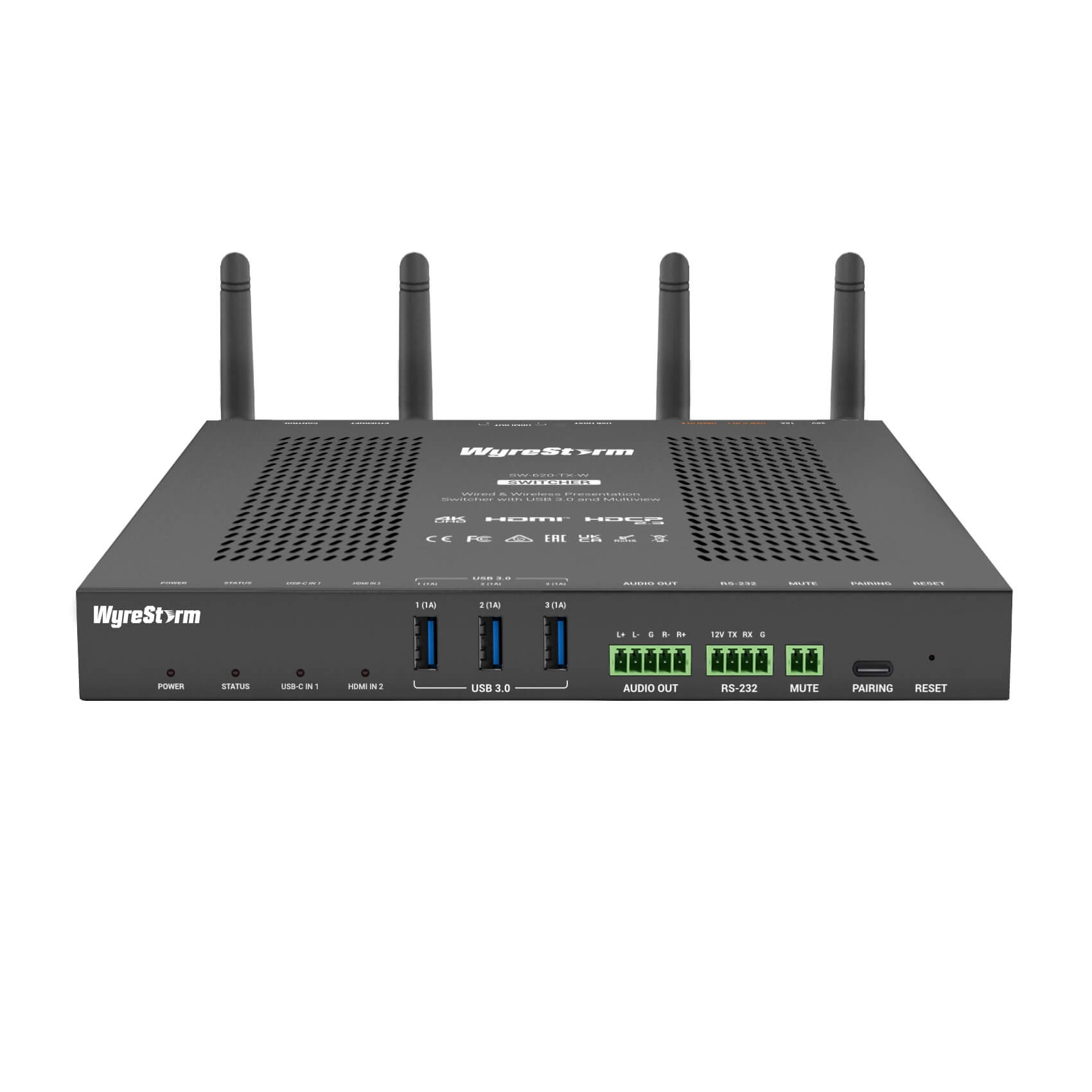WyreStorm SW-620-TX-W - 2-Input 4K60Hz Presentation Switcher, front
