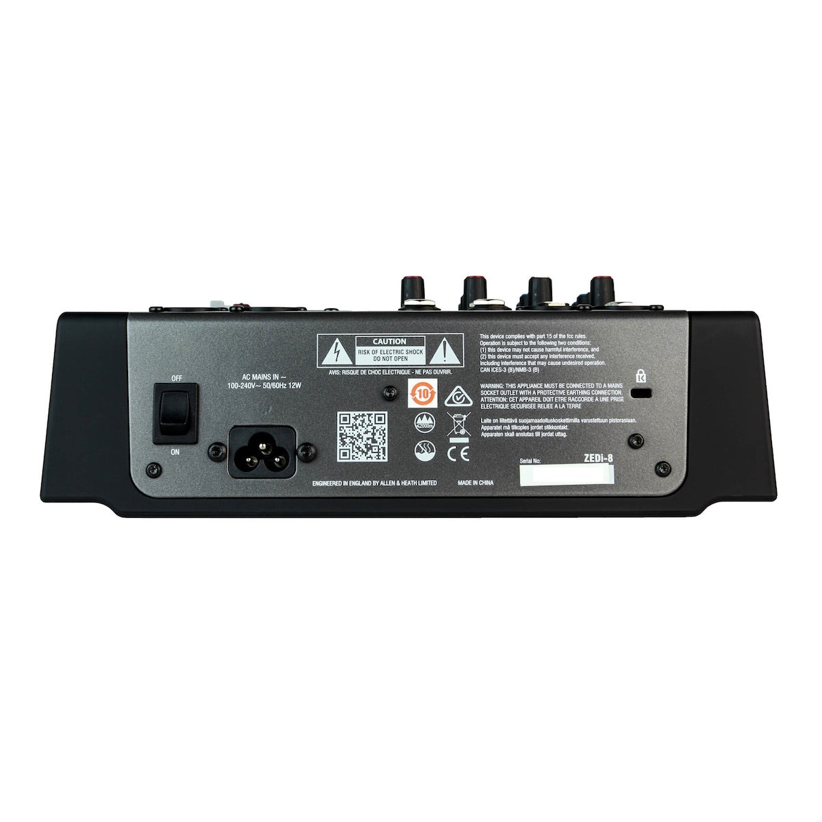 Allen & Heath ZEDi-8 - 8-channel Analog Mixer with USB Audio Interface, rear